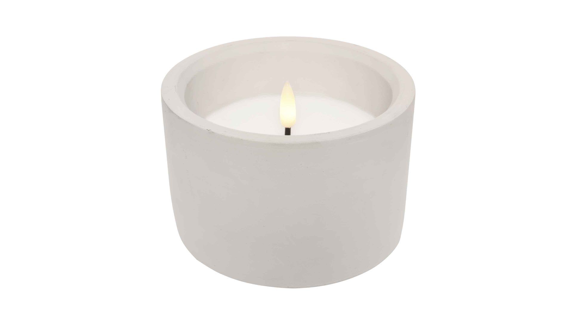 Kerze Kaemingk aus Wachs in Weiß LED Outdoor-Kerze Wachs & Beton - eine Flamme