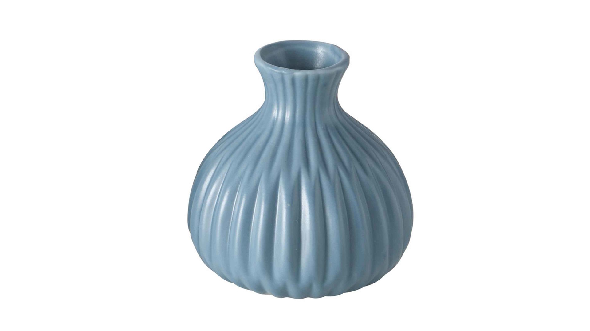 Vase Boltze aus Keramik in Blau Vase Esko mattblaues Porzellan - Höhe ca. 12 cm