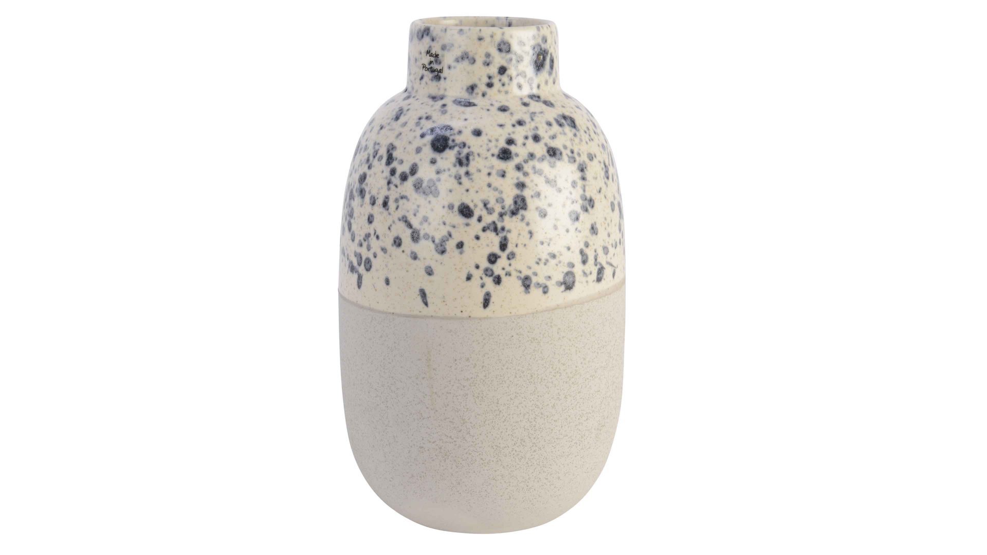 Vase Kaemingk aus Keramik in Weiß Vase weißes Steingut mit dunkelblauen Sprenkeln - Höhe ca. 28 cm