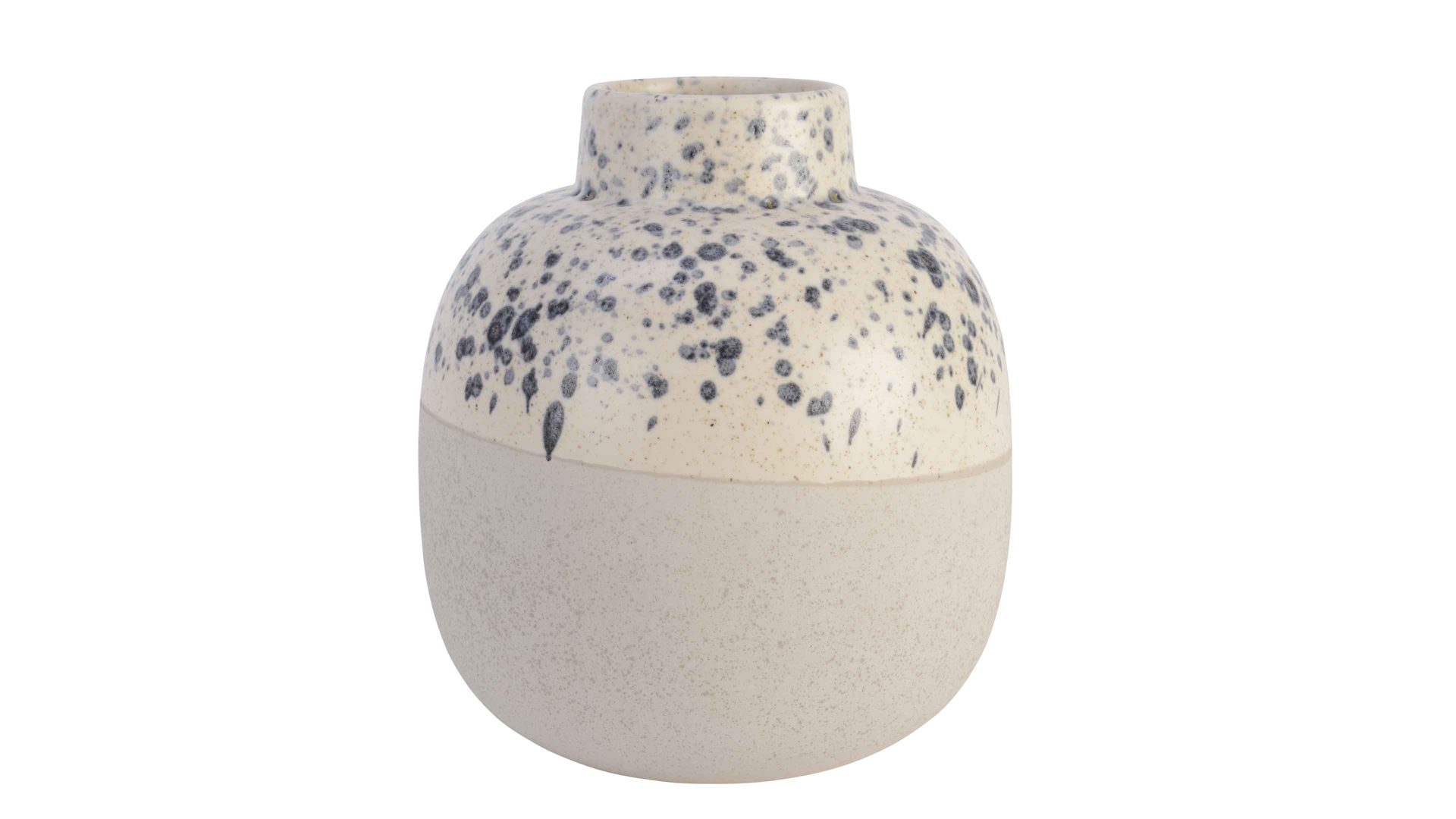 Vase Kaemingk aus Keramik in Weiß Vase weißes Steingut mit dunkelblauen Sprenkeln - Höhe ca. 20 cm