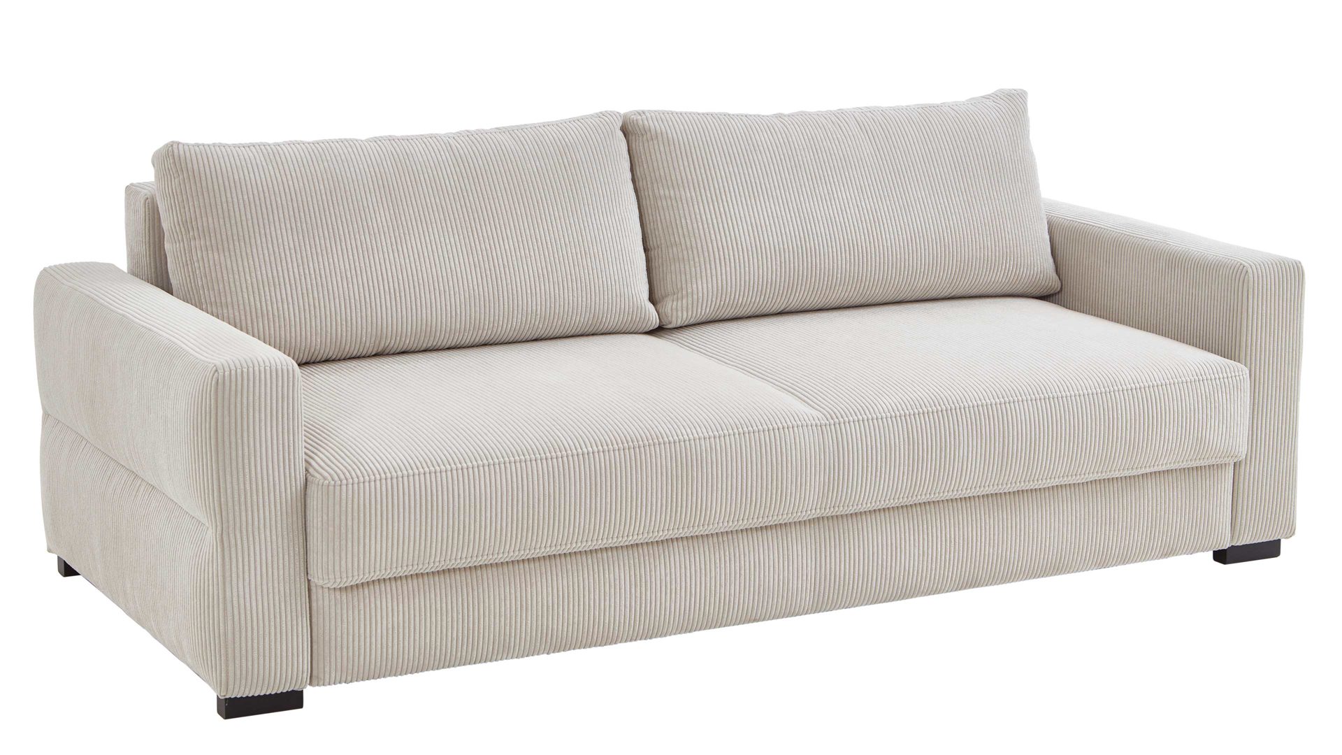 Einzelsofa Restyl aus Stoff in Beige Sofa Linett naturfarbener Cord 6576 & schwarze Holzfüße