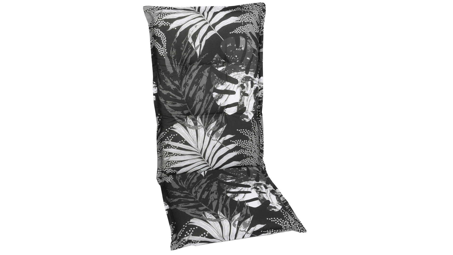 Polsterauflage Go-de textil aus Stoff in Schwarz GO-DE Auflagen-Serie 19 - Hochlehnerauflage schwarz-weißes Blättermotiv - ca. 50 x 120  cm