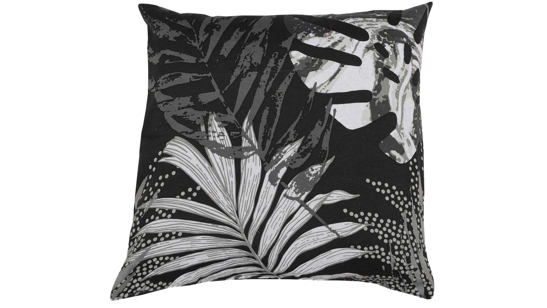 Einzelkissen Go-de textil aus Stoff in Schwarz GO-DE TEXTIL Auflagen Serie 29 - Zierkissen schwarz-weißes Blättermotiv - ca. 48 x 48 cm