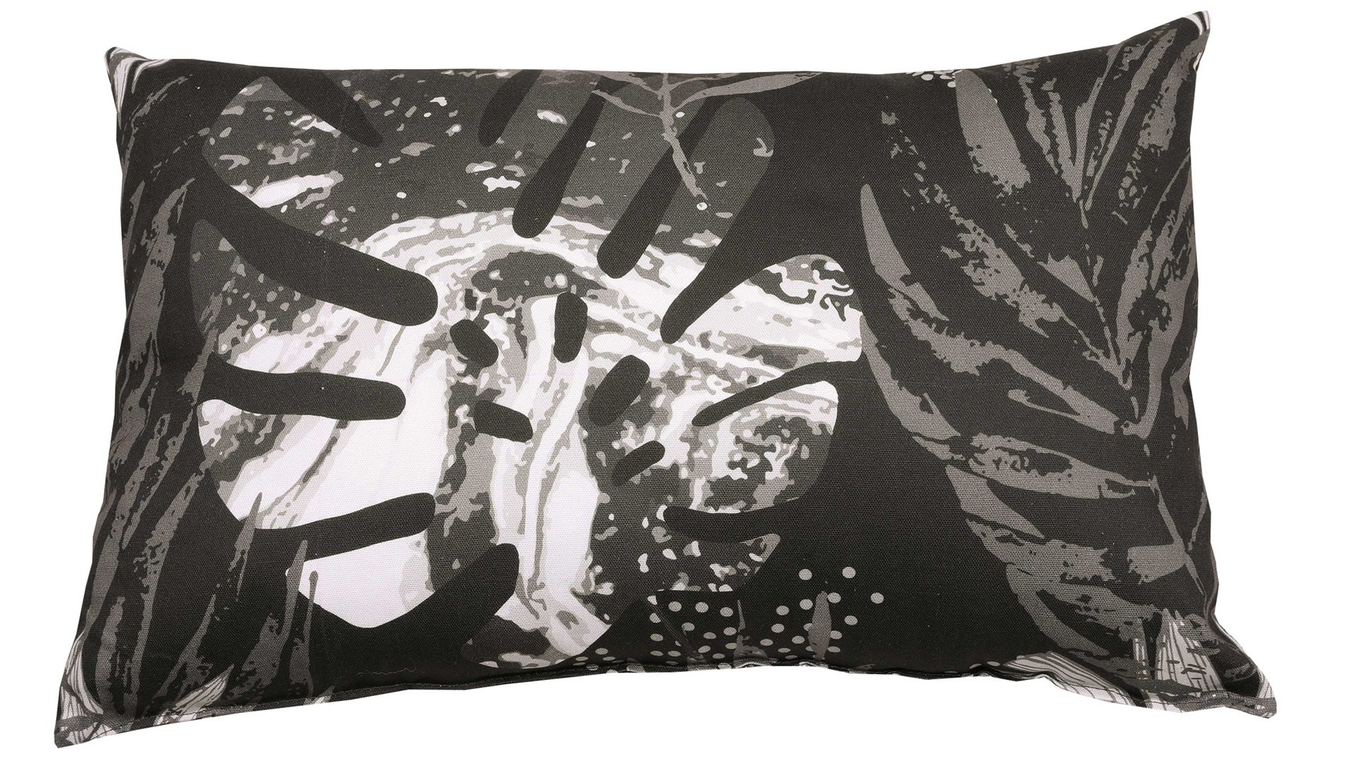Einzelkissen Go-de textil aus Stoff in Schwarz GO-DE TEXTIL Auflagen Serie 19 - Zierkissen schwarz-weißes Blättermotiv - ca. 40 x 60 cm