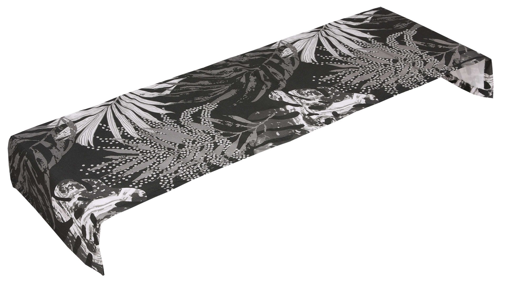 Tischläufer Go-de textil aus Stoff in Schwarz GO-DE Textil-Serie 19 - Tischläufer schwarz-weißes Blätterdessin - ca. 140 x 40 cm