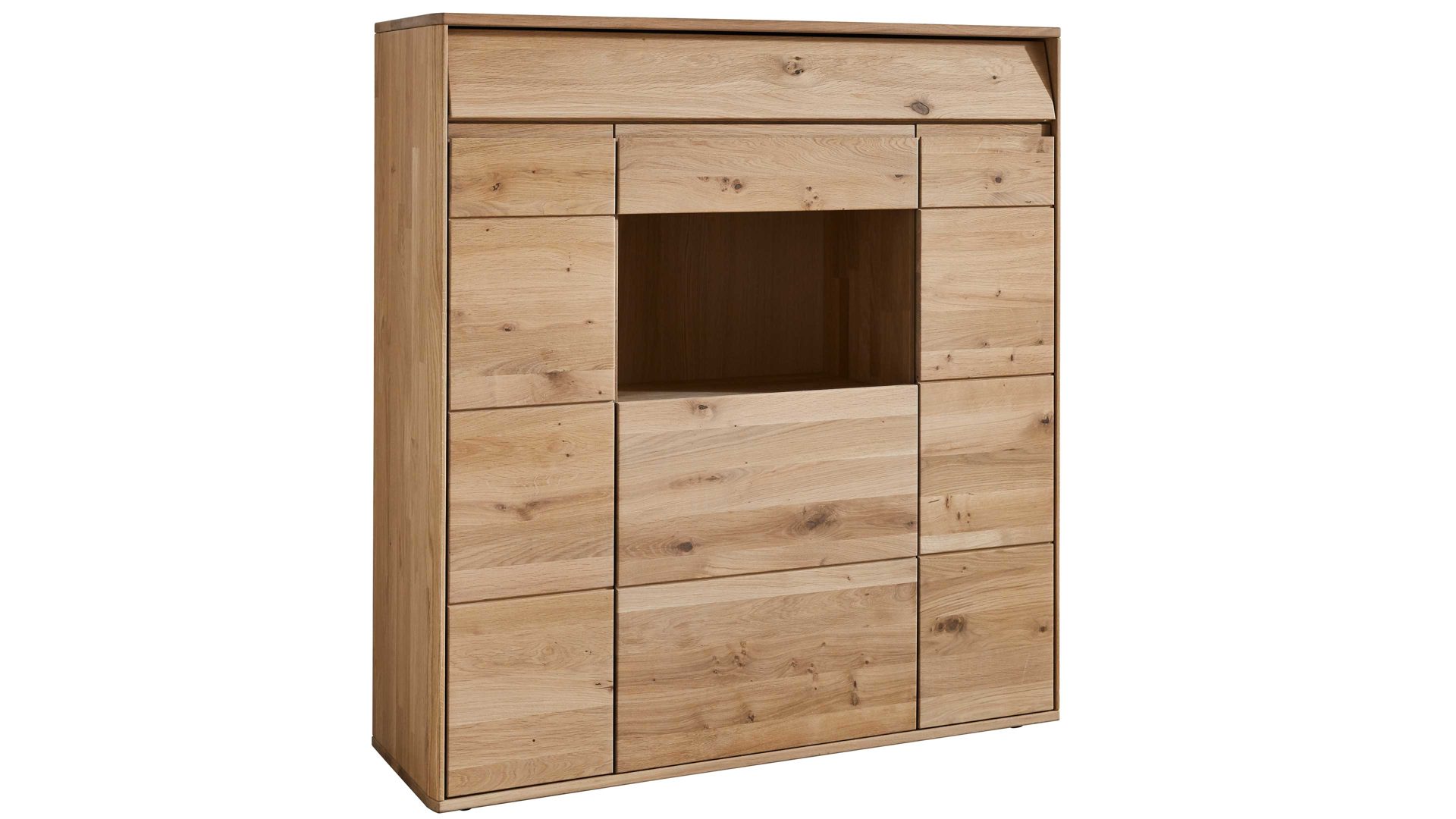 Highboard Decker aus Holz in Holzfarben Highboard biancofarbene Wildeiche – Breite ca. 125 cm