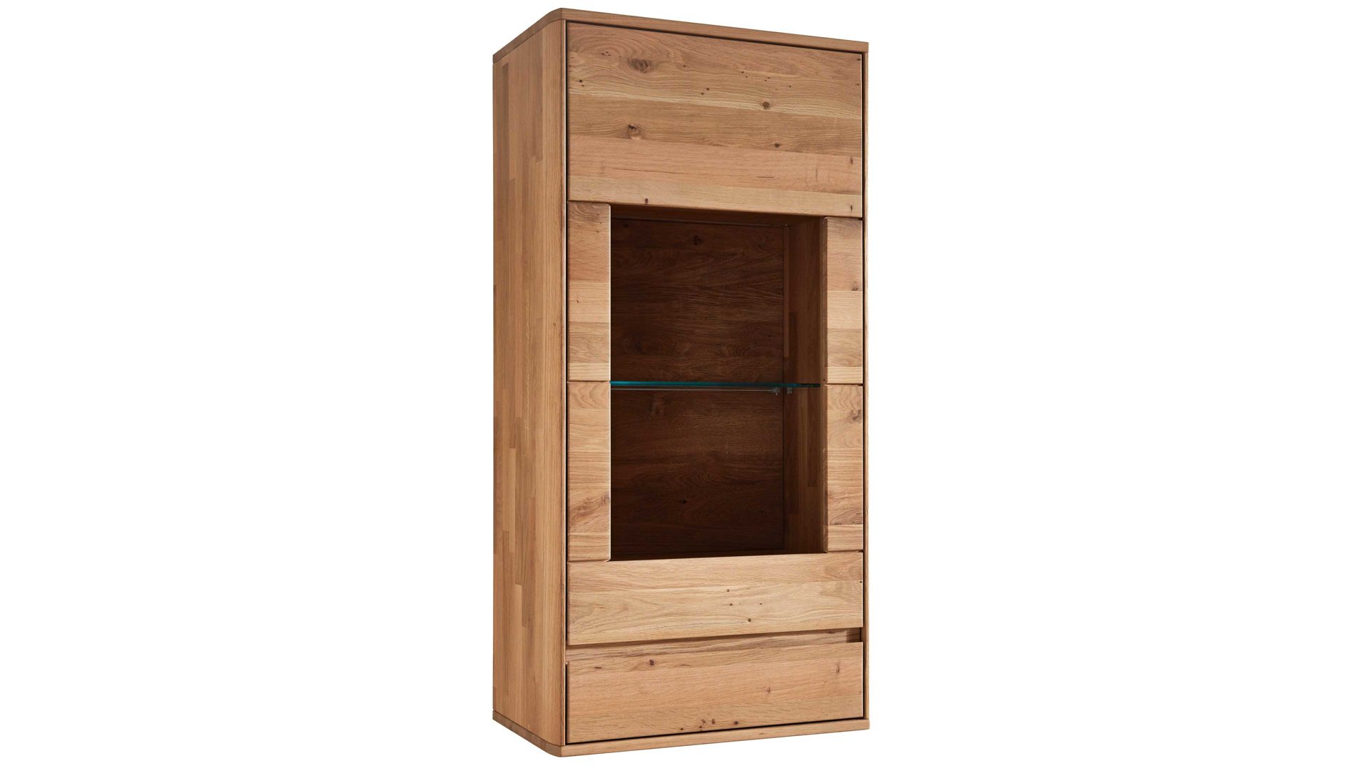 Vitrine Decker aus Holz in Holzfarben Hängevitrine biancofarbene Wildeiche – Breite ca. 65 cm