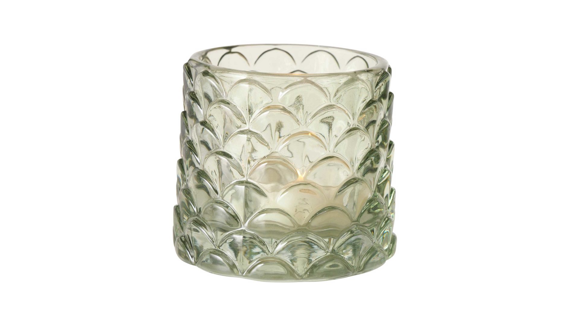 Kerzenständer Boltze aus Glas in Hellgrün Teelichtglas Sabena Raute - salbeigrünes Glas