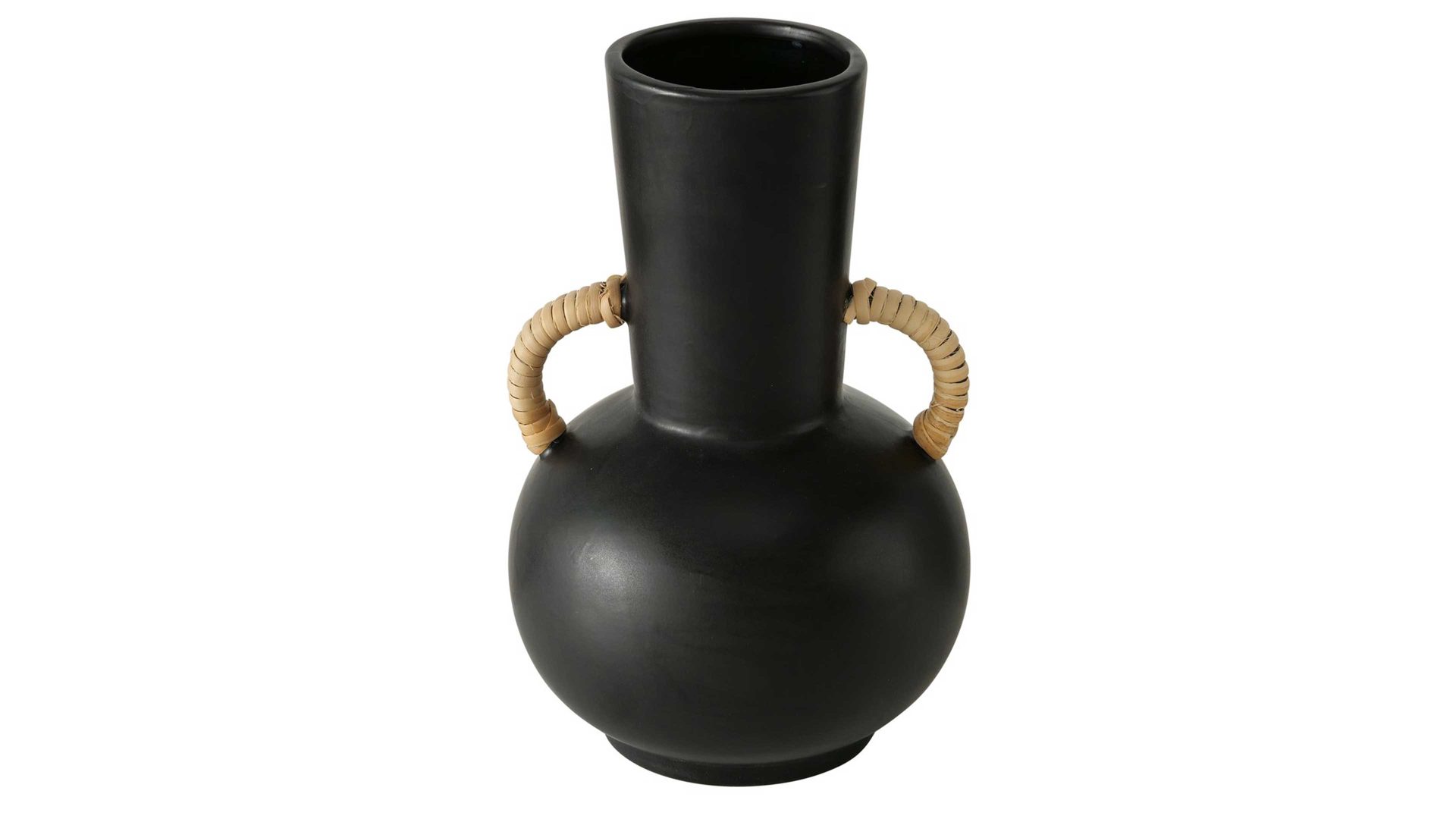 Vase Boltze aus Keramik in Schwarz Vase Olimpia schwarzes Steingut - Durchmesser ca. 16 cm
