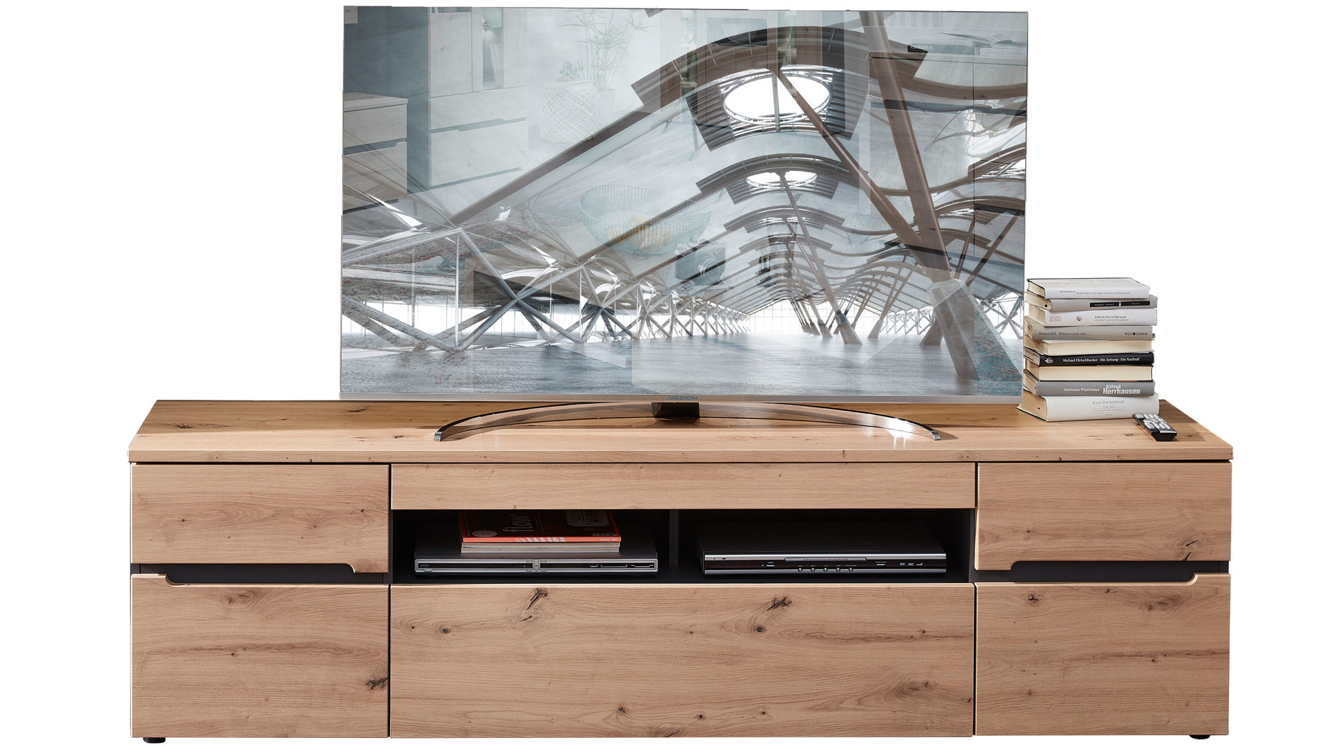 Lowboard Innostyle aus Holz in Holzfarben Wohnzimmer Serie Memphis - TV-Lowoard Artisan Eiche & Graphit - Breite ca. 192 cm