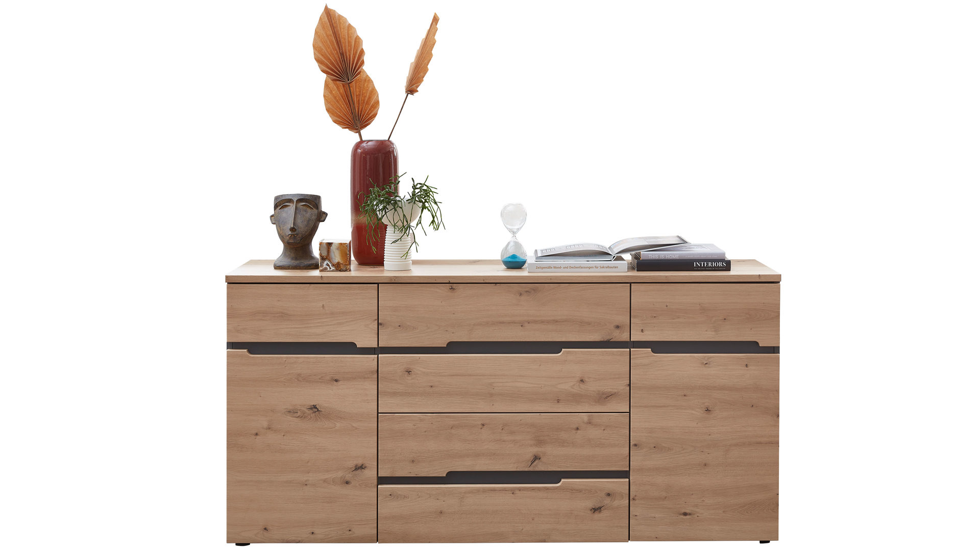 Sideboard Innostyle aus Holz in Holzfarben Wohnzimmer Serie Memphis - Sideboard Artisan Eiche & Graphit - Breite ca. 165 cm