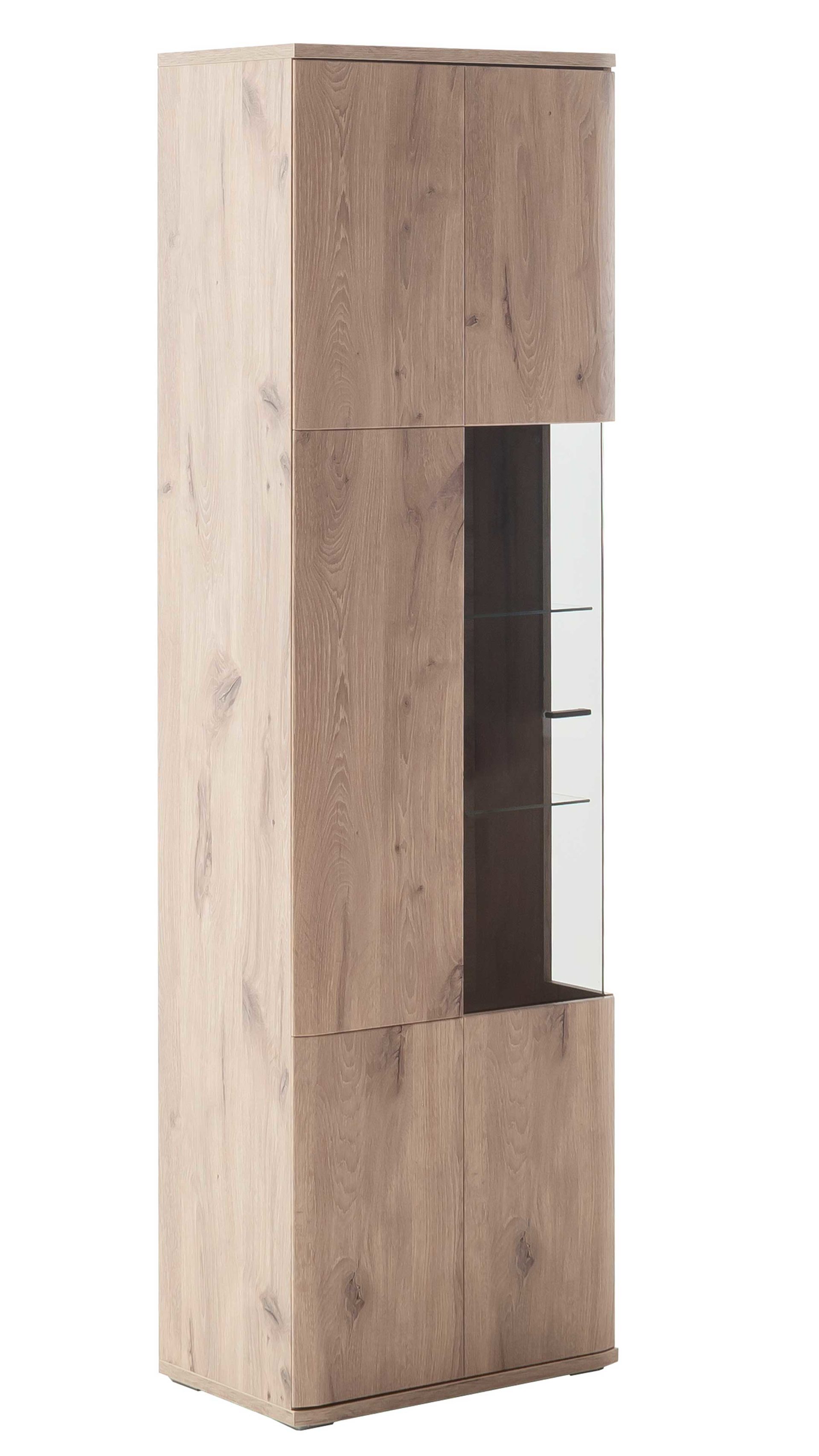 Vitrine Mca furniture aus Holz in Holzfarben Wohnprogramm Prato - Vitrine Viking Oak, eine Tür - Höhe ca. 199 cm