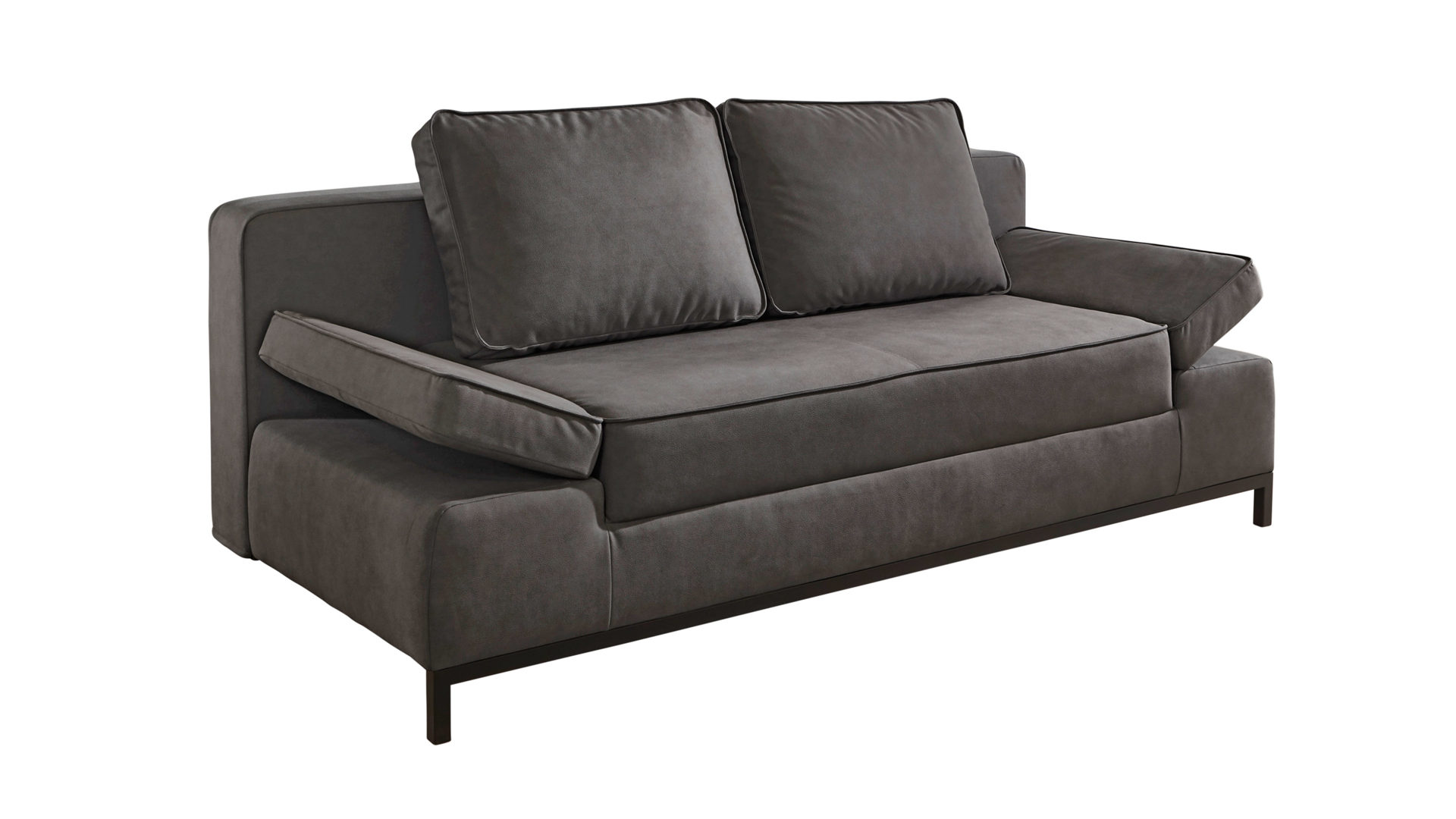 Schlafsofa Sun garden | 162739 aus Stoff in Anthrazit Schlafsofa Jarny anthrazitfarbener Webstoff & schwarze Metallfüße