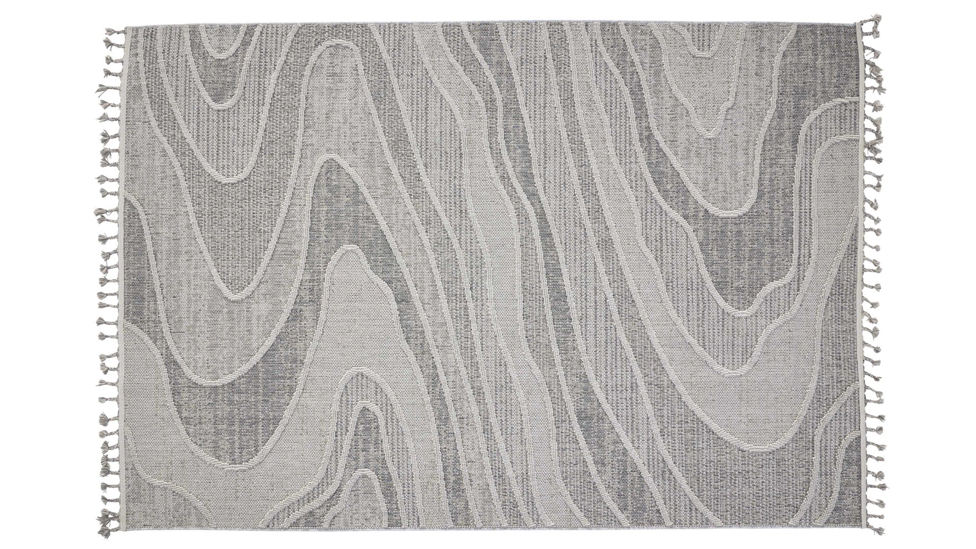 Outdoor-Teppich Interliving aus Kunstfaser in Grau Interliving Teppich Serie G-8020 - Outdoor-Teppich graues Linienmuster - ca. 80 x 150 cm