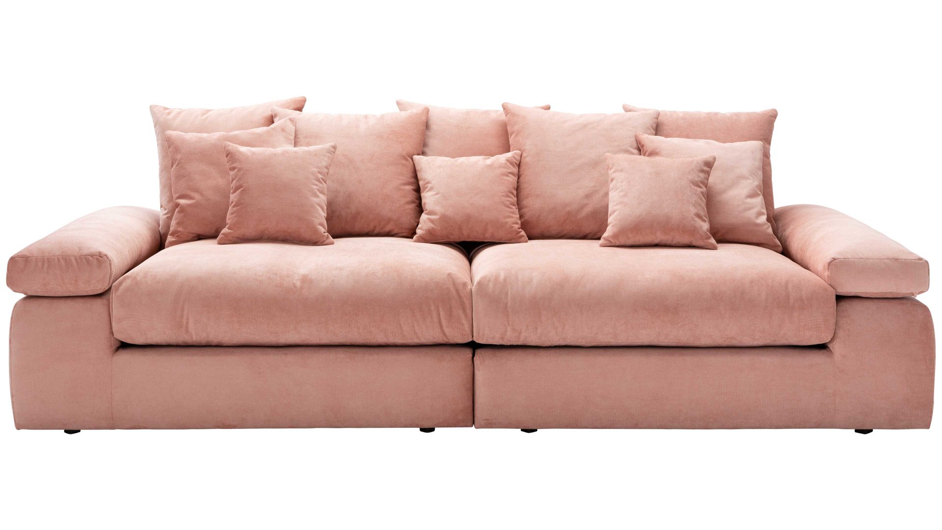 Bigsofa Nova via aus Stoff in Rosa Sofa Serie Cecilia - Bigsofa flamingofarbener Bezug Dilara 61 - Breite ca. 304 cm