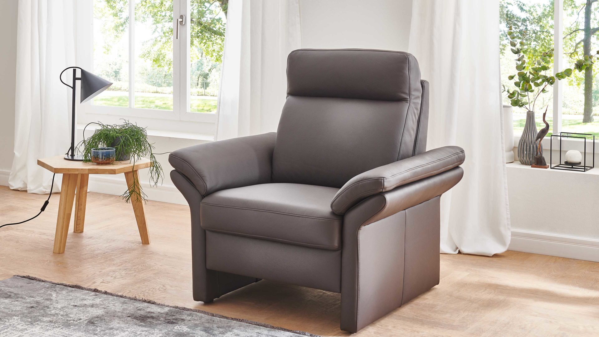 Polstersessel COMFORT SMART aus Leder in Dunkelbraun COMFORT SMART Primus - Sessel moccafarbenes Leder Soft-Line