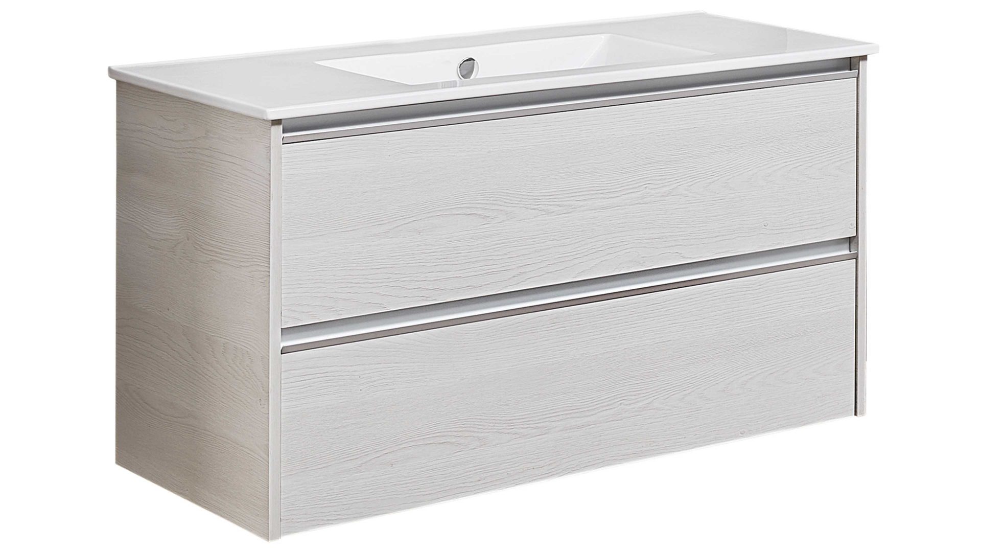 Waschbeckenunterschrank Pelipal aus Holz in Weiß pelipal Serie 6040 - Waschtischunterschrank weiße Eiche – zwei Auszüge, Breite ca. 98 cm