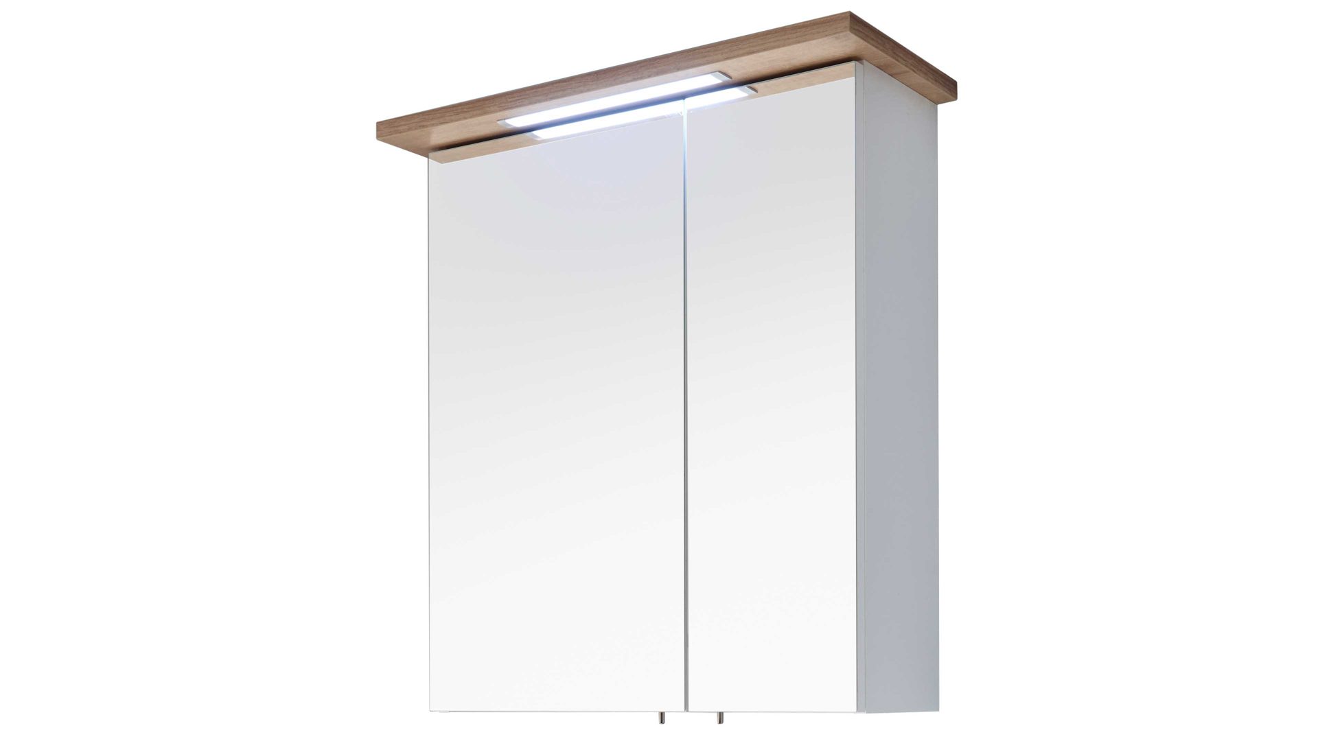 Spiegelschrank Pelipal aus Holz in Weiß pelipal Quickset 923 - Spiegelschrank Weiß & Riviera Eiche – zwei Spiegeltüren, Breite ca. 60 cm