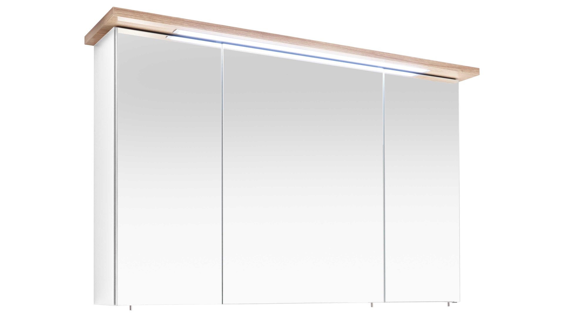 Spiegelschrank Pelipal aus Holz in Weiß pelipal Quickset 923 - Spiegelschrank Weiß & Riviera Eiche – drei Spiegeltüren, Breite ca. 115 cm