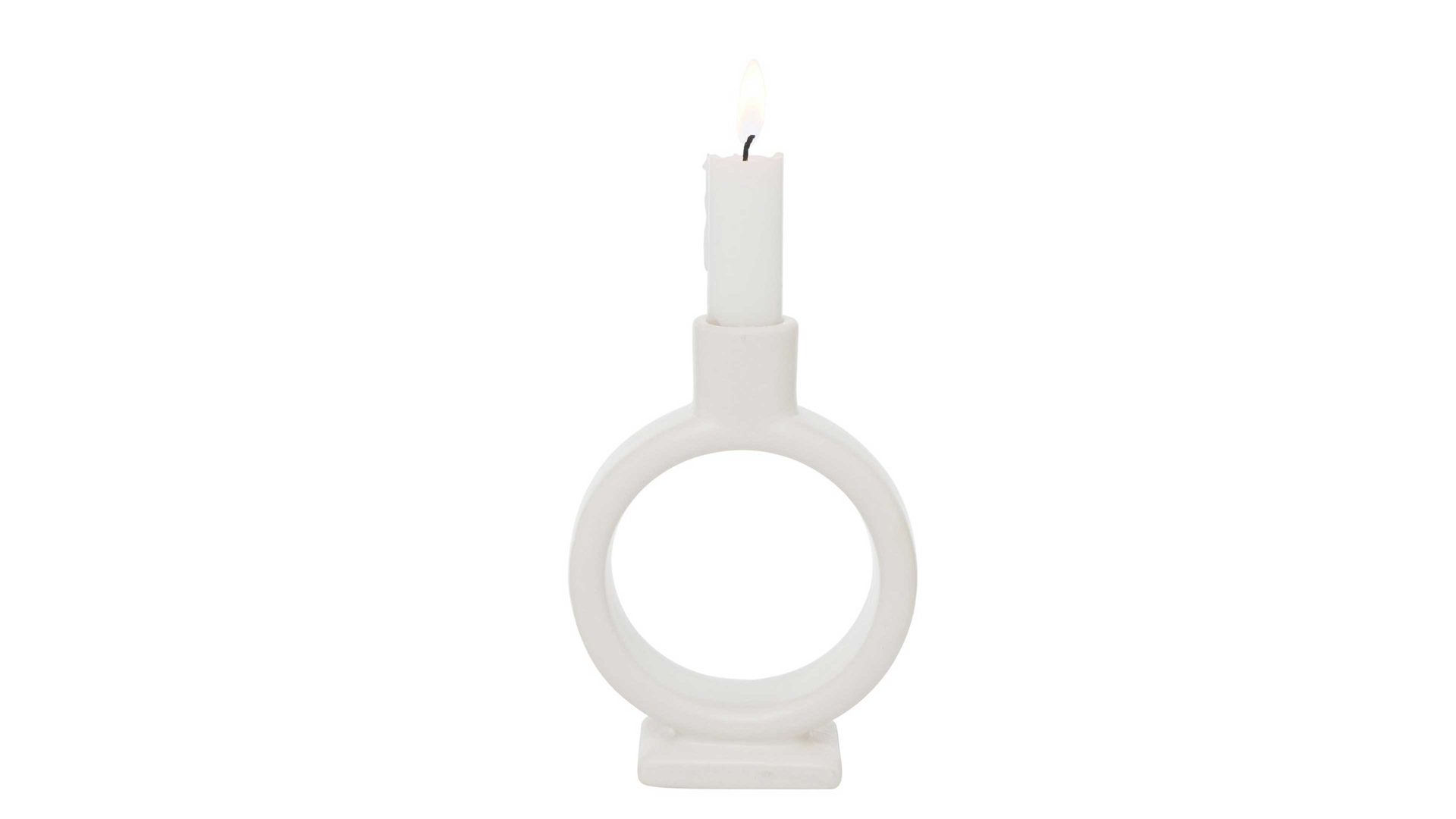 Kerzenständer Boltze aus Keramik in Weiß Kerzenständer Valongo weißes Steingut - Durchmesser ca. 11 cm