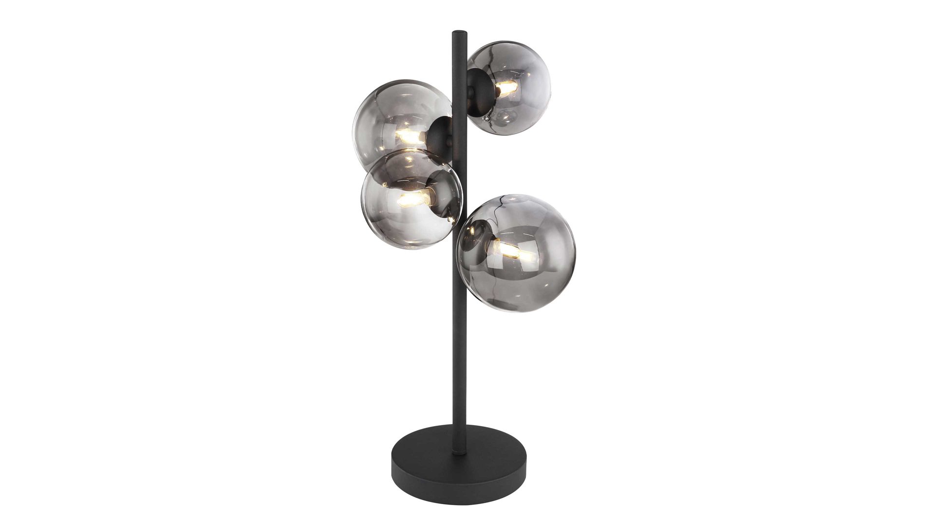 Tischleuchte Globo lighting aus Glas in Schwarz GLOBO Lampe-Serie Riha - Tischleuchte Rauchglas & mattschwarzes Metall - Höhe ca. 48 cm