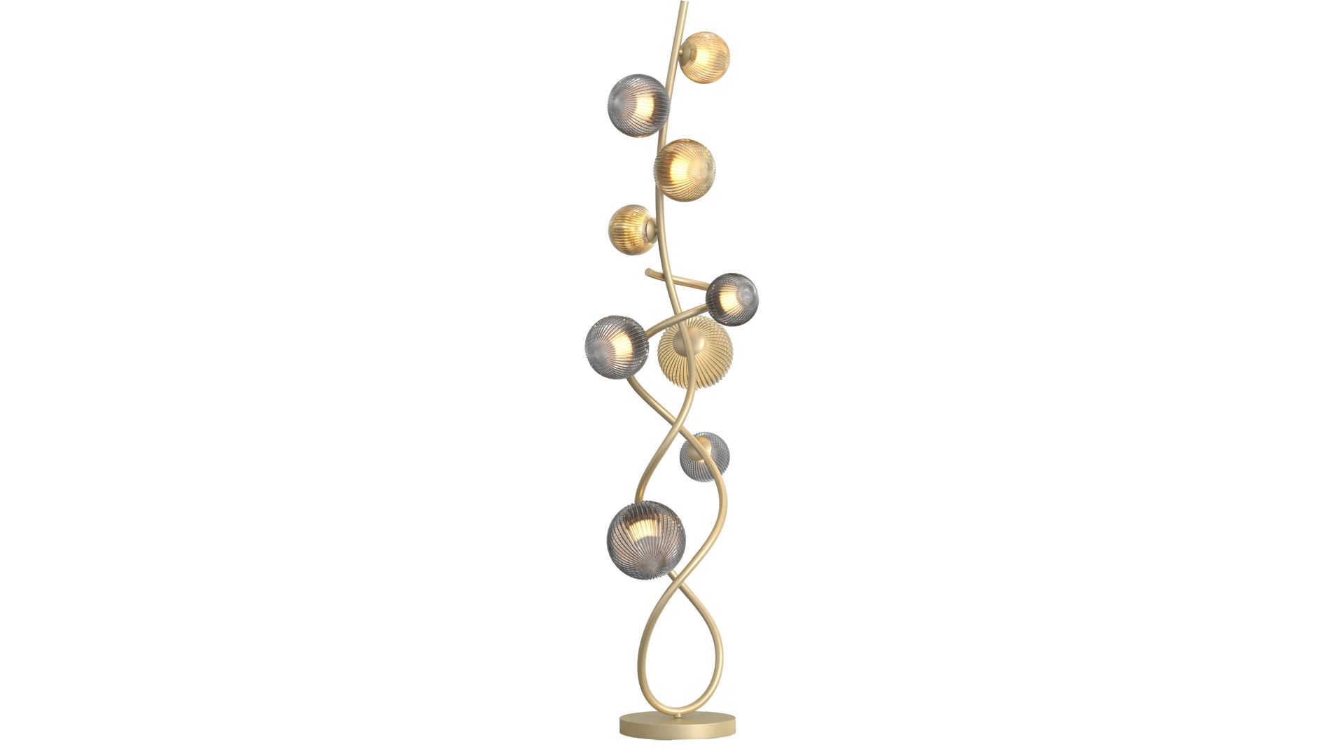 Stehleuchte Global technics aus Glas in Gold Leuchten Serie Metz - Stehlampe Rauch, Bernstein & Gold - Höhe ca. 140 cm