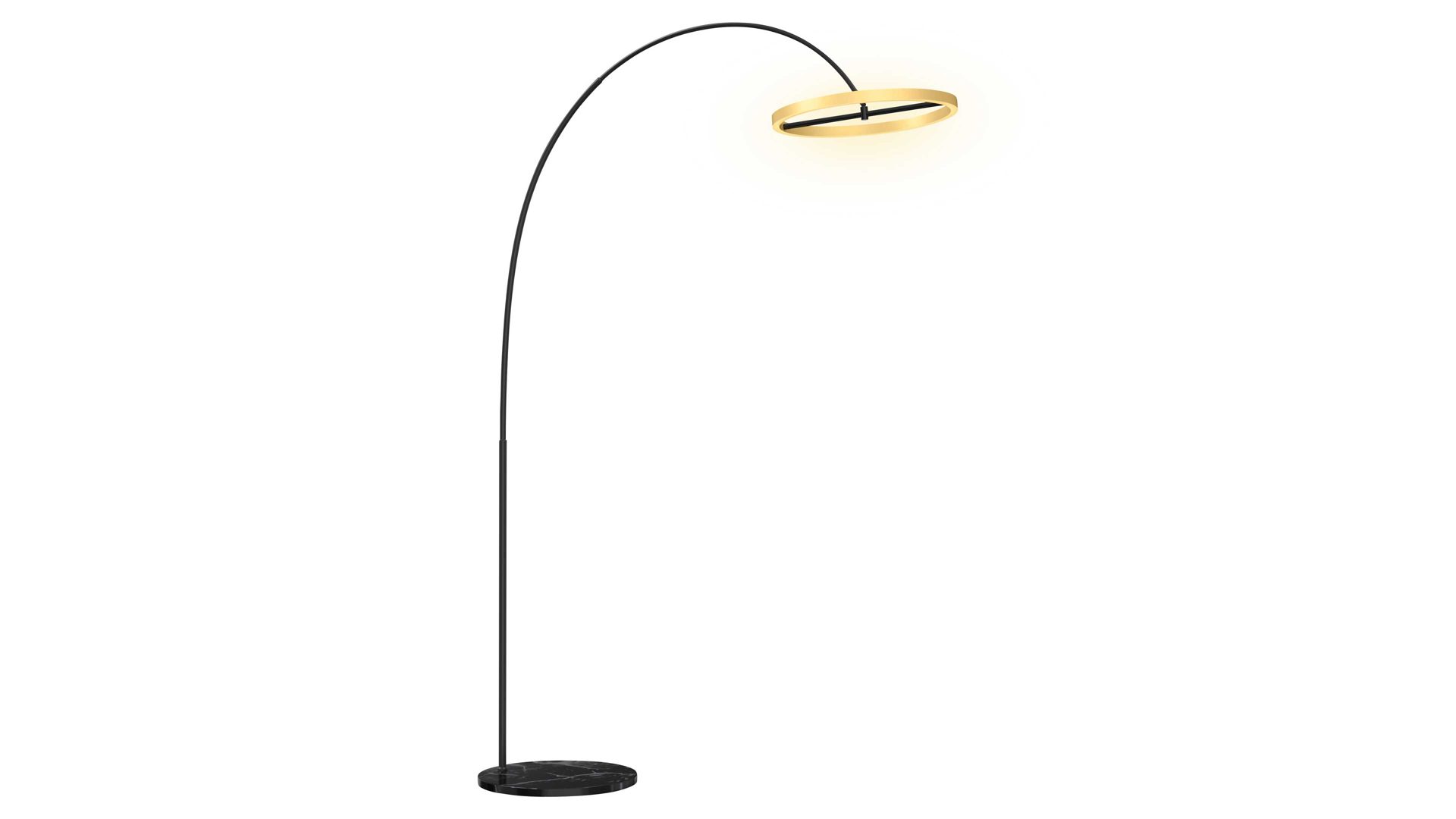 Stehleuchte Global technics aus Kunststoff in Gold Leuchten Serie Brest - Bogenlampe Gold & Schwarz - Höhe ca. 180 cm