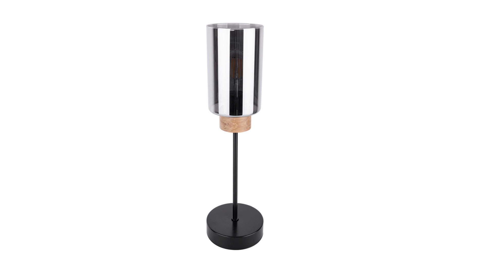 Tischleuchte Spot light aus Glas in Grau SPOT LIGHT Leuchten Serie Mostar - Tischlampe Rauchglas & schwarzes Metall - Höhe ca. 42 cm