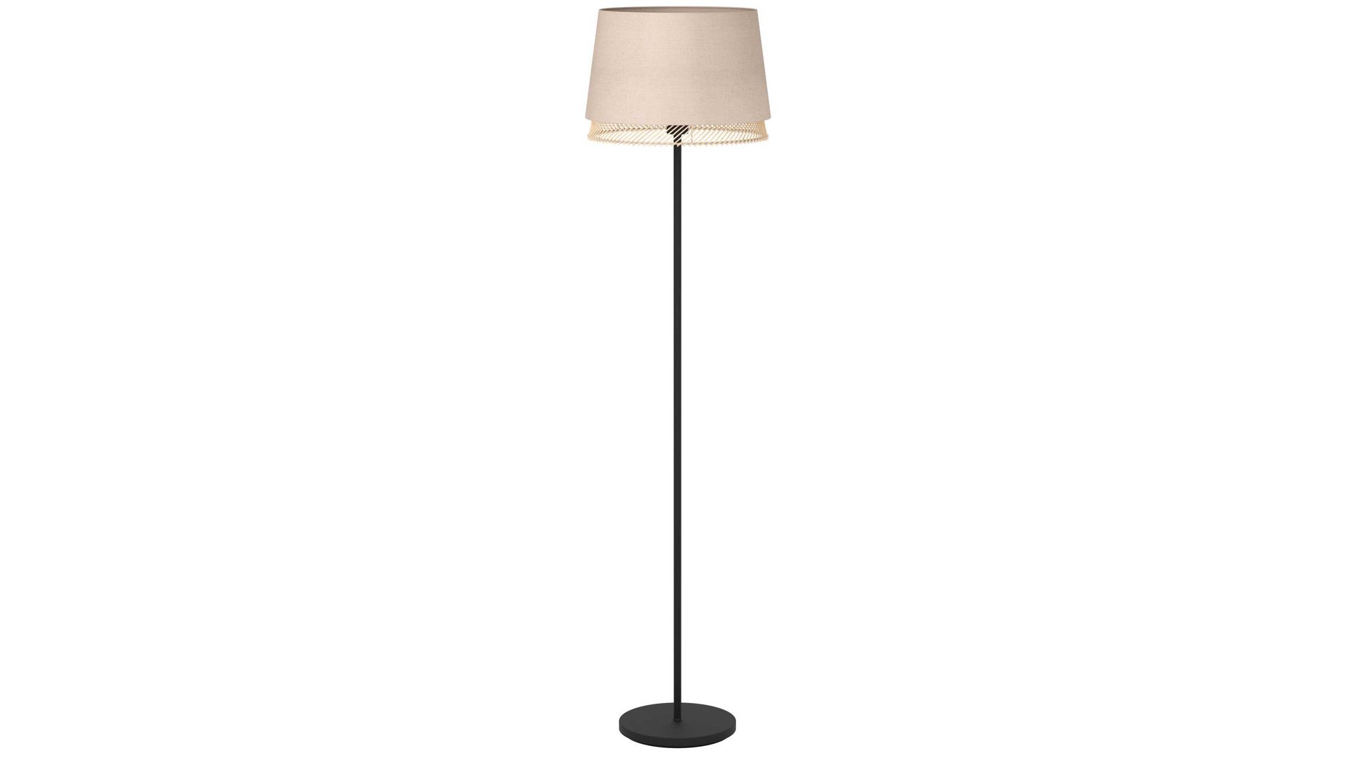 Tischleuchte Eglo aus Textil in Beige EGLO Leuchten Serie Tabley - Stehlampe naturfarbener Stoff & Bambus - Höhe ca. 153 cm