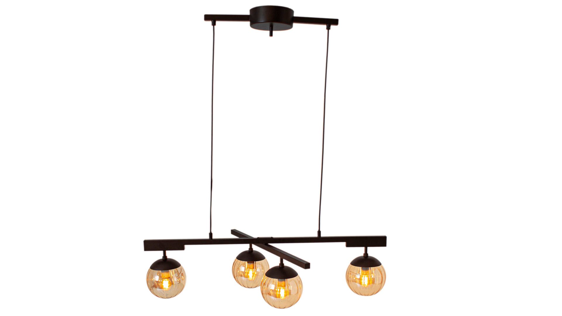 Pendelleuchte By rydens aus Metall in Braun BY RYDÉNS Leuchten Serie Labelle - Hängeleuchte amberfarbenes Glas & Schwarz - Länge ca. 90 cm