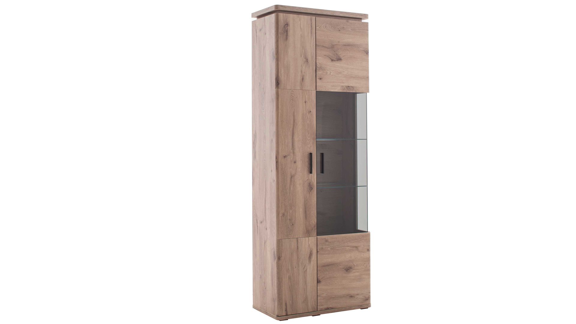 Vitrine Mca furniture aus Holz in Holzfarben Wohnprogramm Modena - Vitrine Viking Eiche - zwei Tür, Breite ca. 75 cm