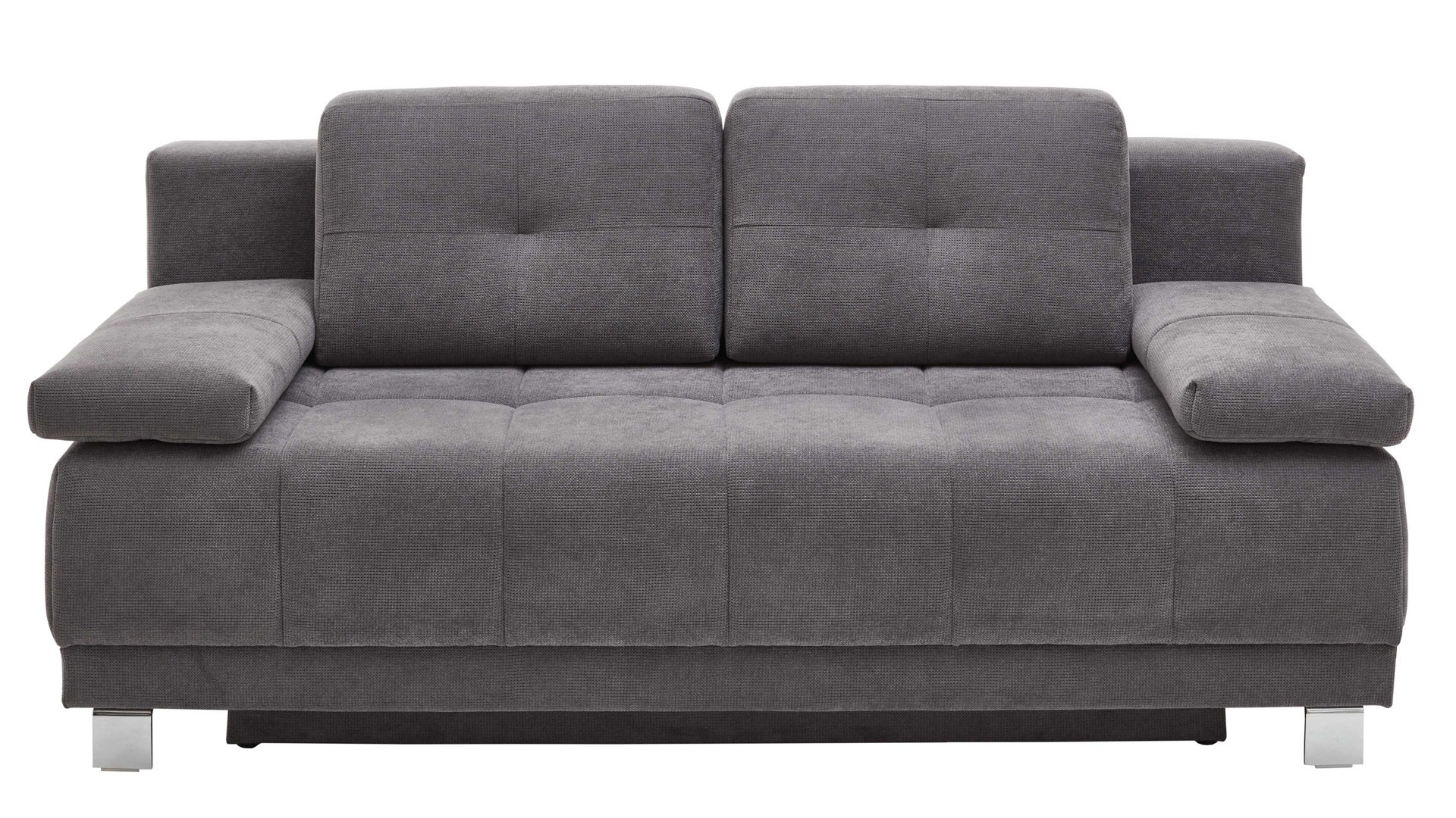 Schlafsofa Restyl aus Stoff in Grau Schlafsofa Lilo grauer Bezug 6839 & Chromfüße - Breite ca. 202 cm