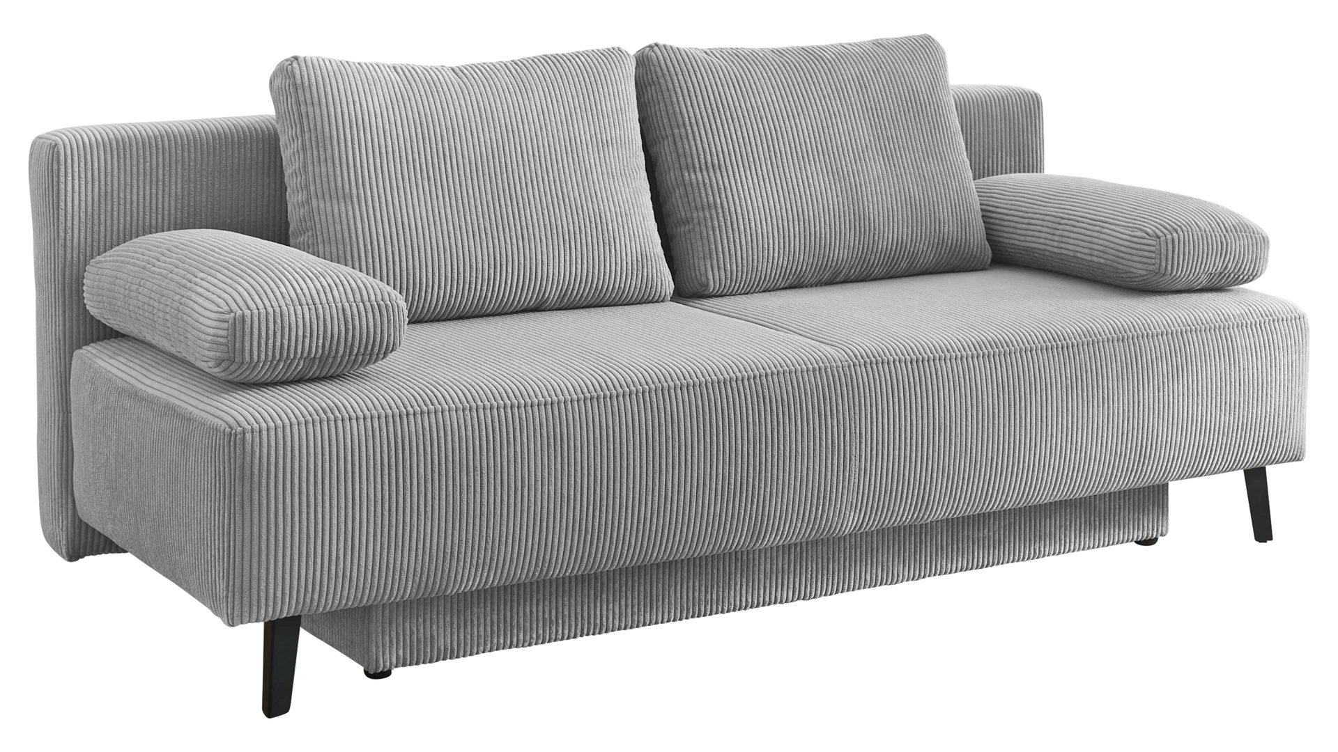 Schlafsofa Restyl aus Stoff in Hellgrau Schlafsofa Sandy grauer Breitcord 6564 & schwarze Metallfüße - Breite ca. 193 cm