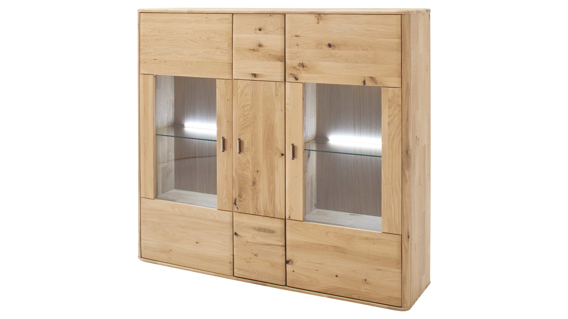 Highboard Mca furniture aus Holz in Holzfarben Highboard Ravello biancofarbene Balkeneiche – drei Türen