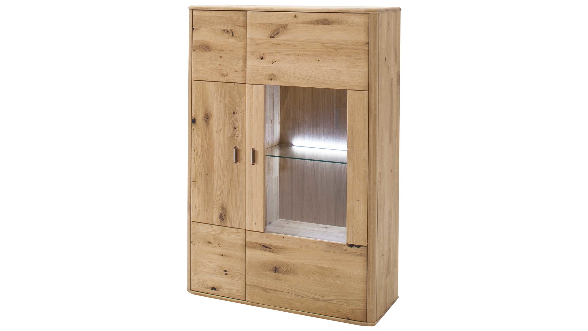 Vitrine Mca furniture aus Holz in Holzfarben Vitrinenschrank biancofarbene Balkeneiche – zwei Türen