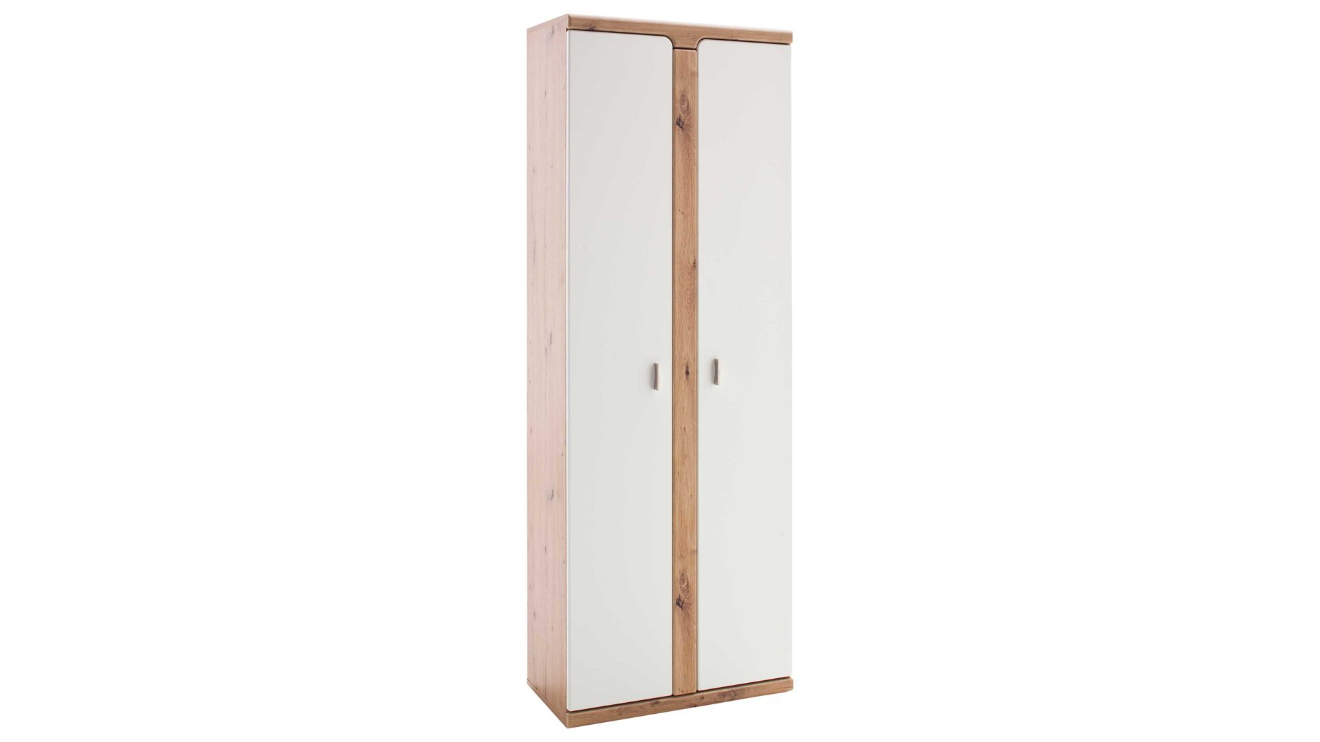 Garderobenschrank Mca furniture aus Holz in Weiß Garderobenschrank Torino Weiß & Balkeneiche – zwei Türen