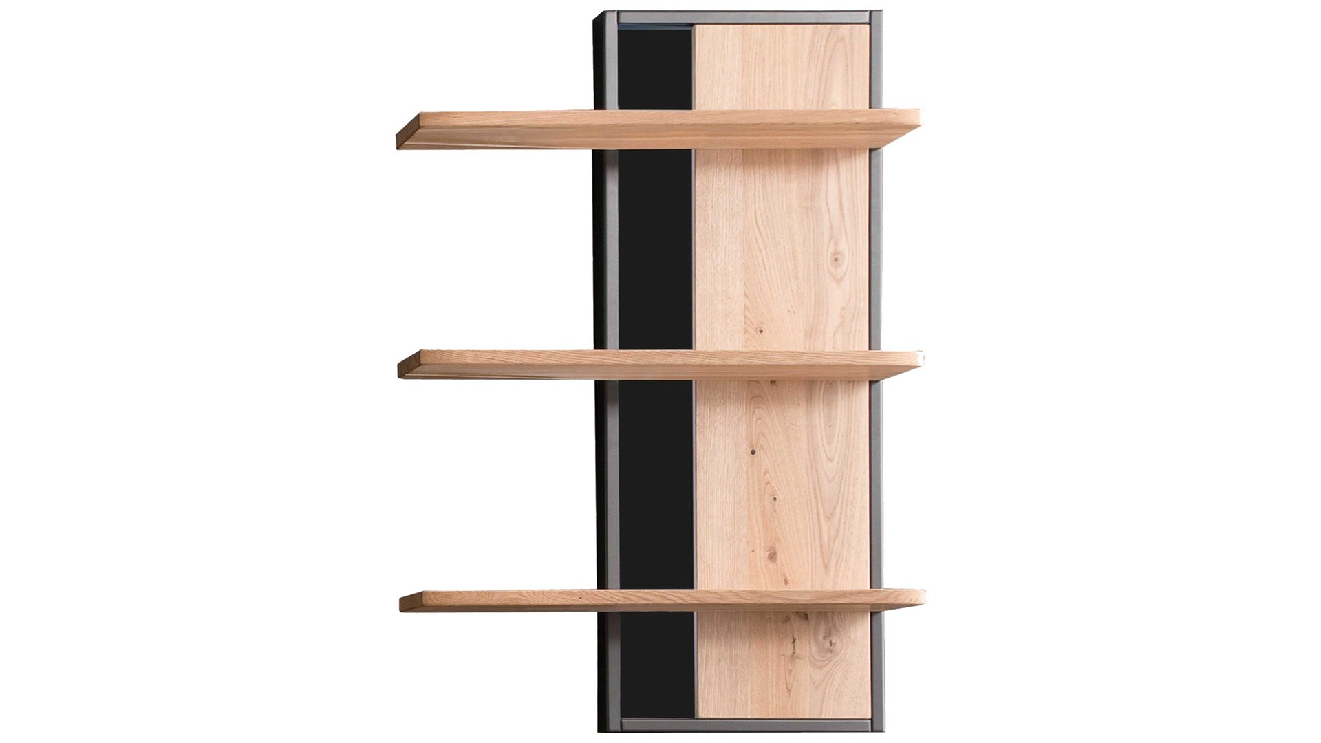 Wandregal Mca furniture aus Holz in Holzfarben Wohnprogramm Portland - Wandregal Asteiche bianco & Anthrazit – drei Böden, Höhe ca. 105 cm