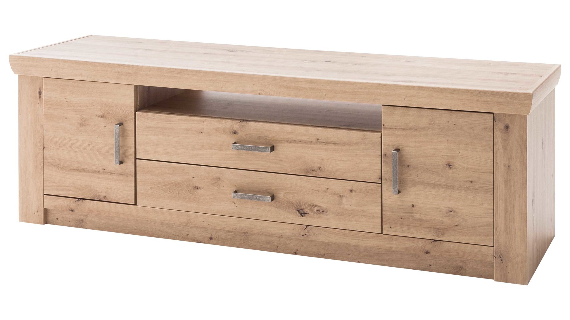 Lowboard Mca furniture aus Holz in Holzfarben Wohnprogramm Meran - TV-Lowboard Balkeneiche – zwei Schubladen, zwei Türen, Länge ca. 180 cm