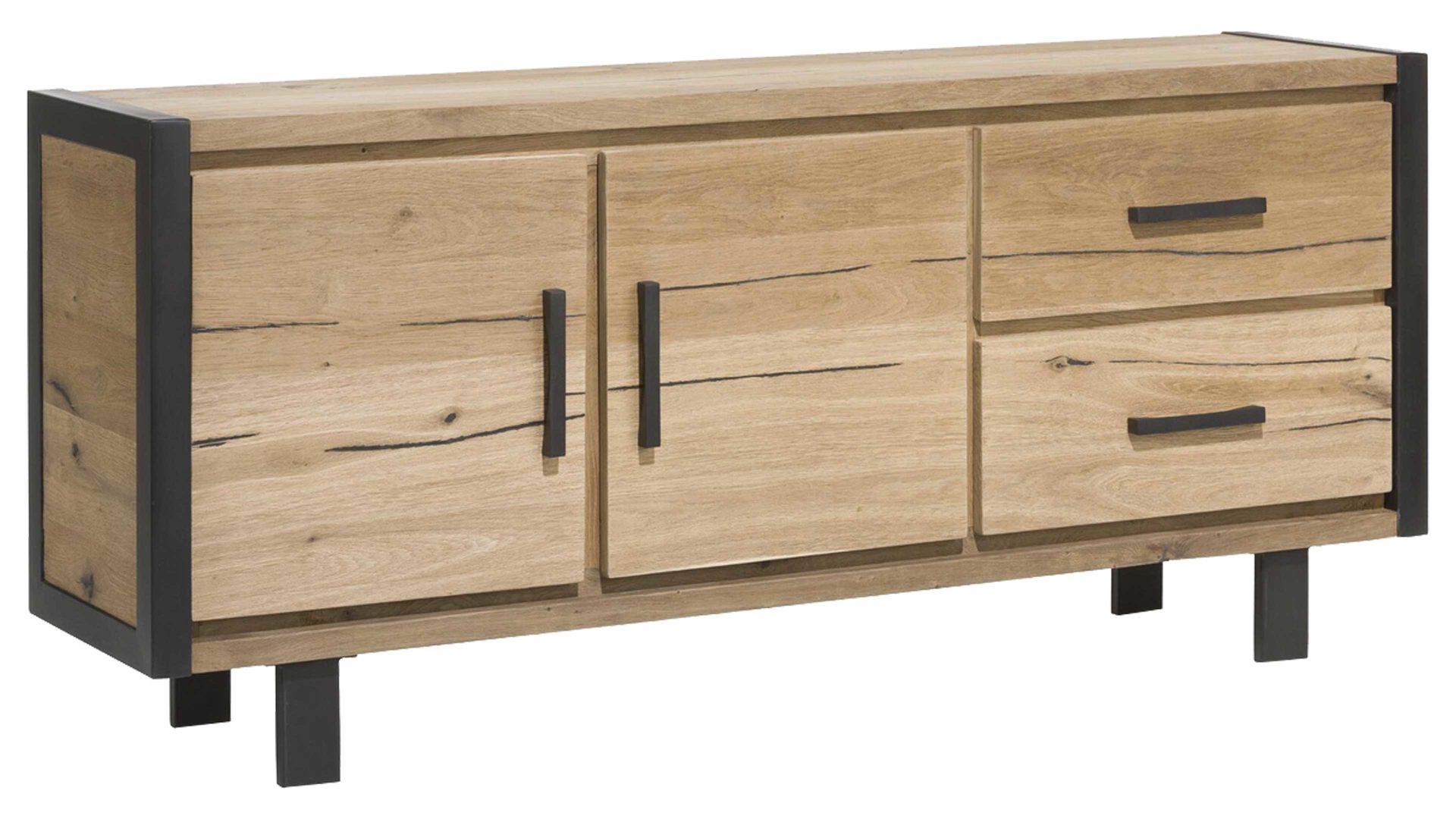 Sideboard Habufa® aus Holz in Holzfarben HABUFA® Sideboard Brooklyn Railway braunes Eichefurnier – zwei Türen, zwei Schubladen