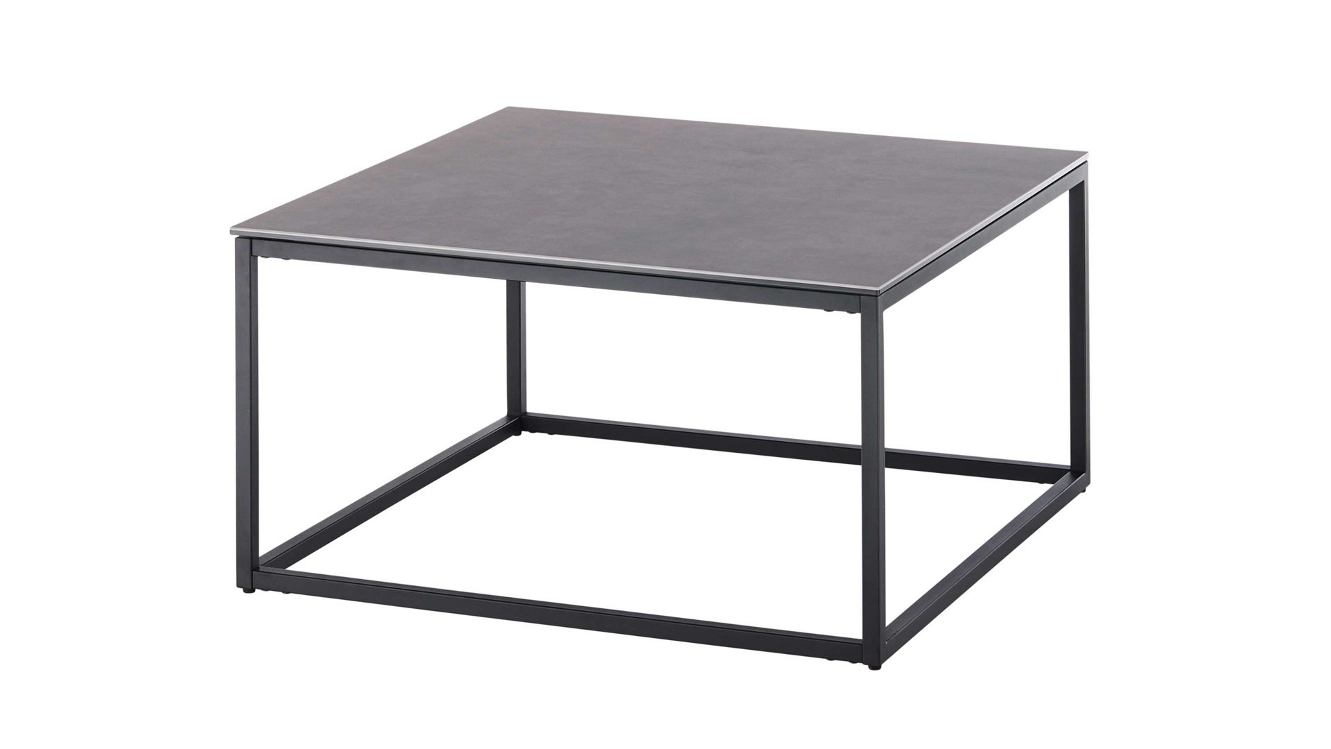 Couchtisch A better place furniture aus Keramik in Anthrazit Couchtisch Varna anthrazitfarbene Keramik &  Metallgestell - ca. 75 x 75 cm
