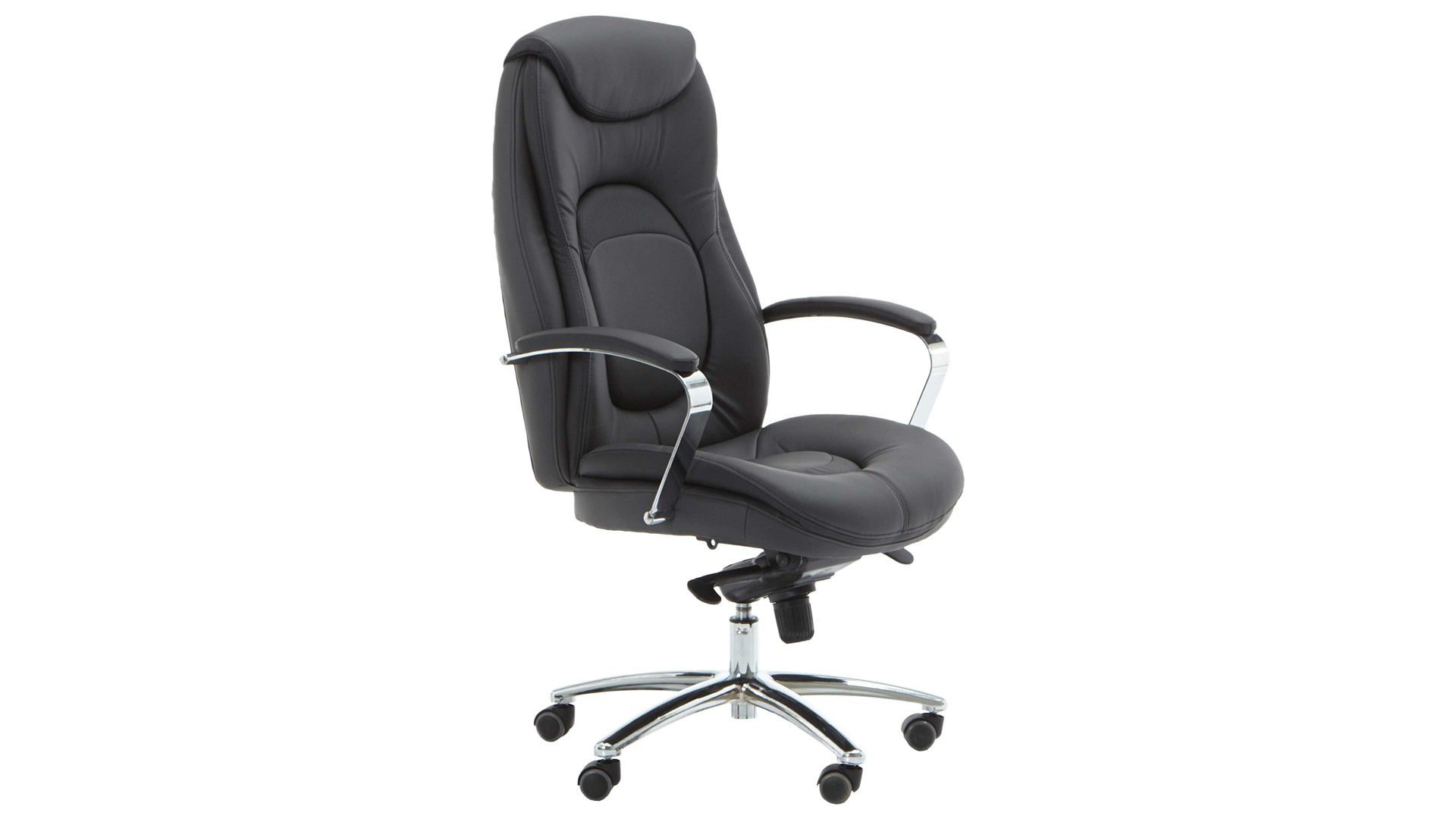 Chefsessel Duo collection aus Stoff in Grau Chefsessel Mattes XXL als ergonomischer Bürostuhl anthrazitfarbenes Kunstleder & chromfarbenes Drehkreuz