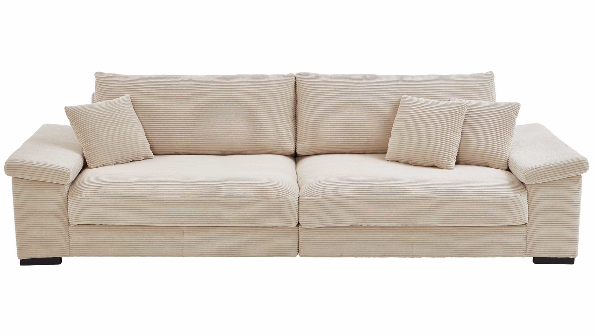 Bigsofa Iwaniccy aus Stoff in Beige Polsterprogramm Spirit - Bigsofa cremefarbener Breitcord Lincoln 03 - Breite ca. 284 cm