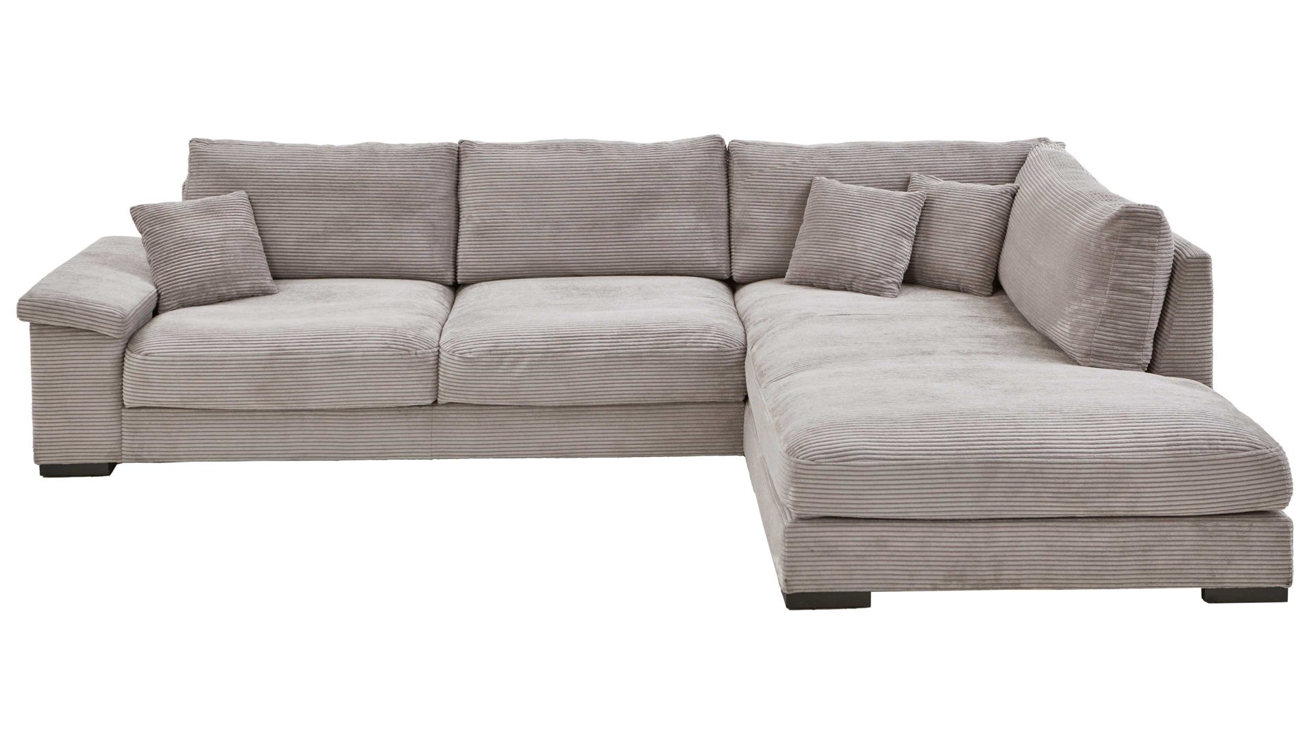 Ecksofa Iwaniccy aus Stoff in Hellgrau Polsterprogramm Spirit - Ecksofa hellgrauer Breitcord Lincoln 86 - Stellfläche ca. 333 x 223 cm