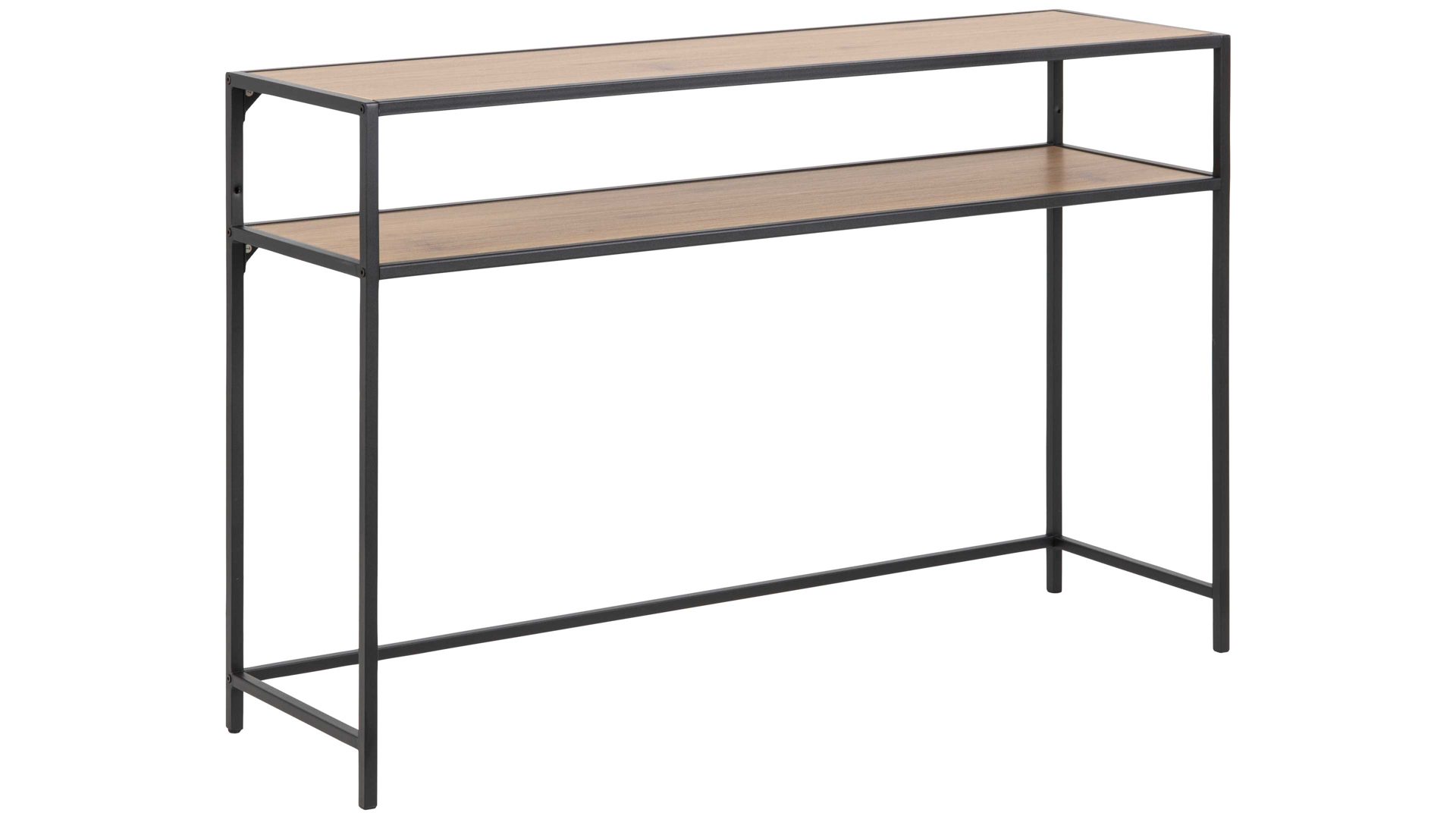 Konsole Actona group aus Holz in Holzfarben Konsoltisch Seaford im Industrielook - Beistelltisch Wildeiche & Schwarz – Länge ca. 120 cm