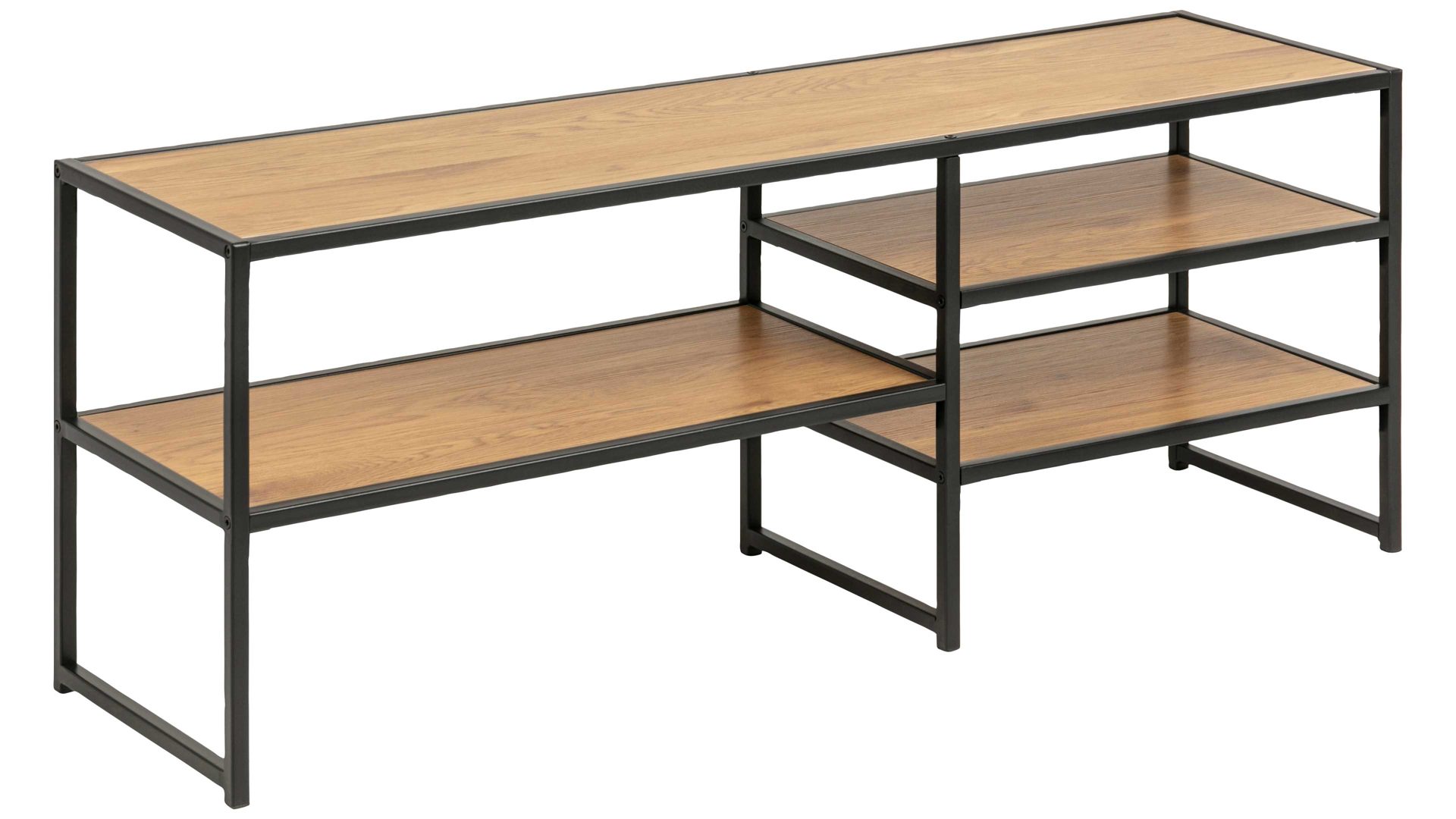 Medienmöbel Actona group aus Holz in Holzfarben Medienregal Seaford im Industrielook als TV-Tisch Wildeiche & Schwarz – Länge ca. 120 cm