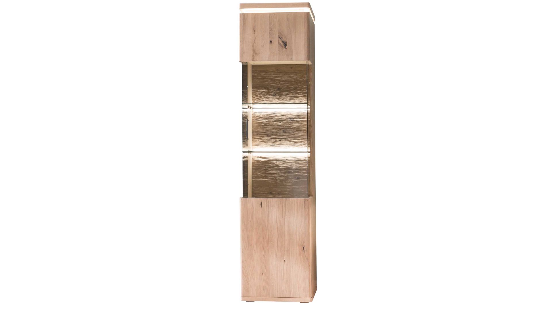 Vitrine Mca furniture aus Holz in Holzfarben Wohnprogramm Barcelona - Vitrine rechts, eine Tür, Breite ca. 45 cm - geölte Balkeneiche