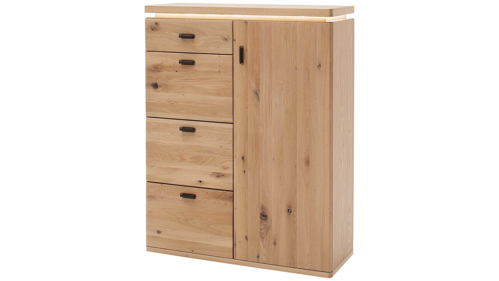 Kombikommode Mca furniture aus Holz in Holzfarben Garderobenprogramm Barcelona - Kombikommode geölte Wildeiche – vier Schubladen, eine Tür, Breite ca. 100 cm