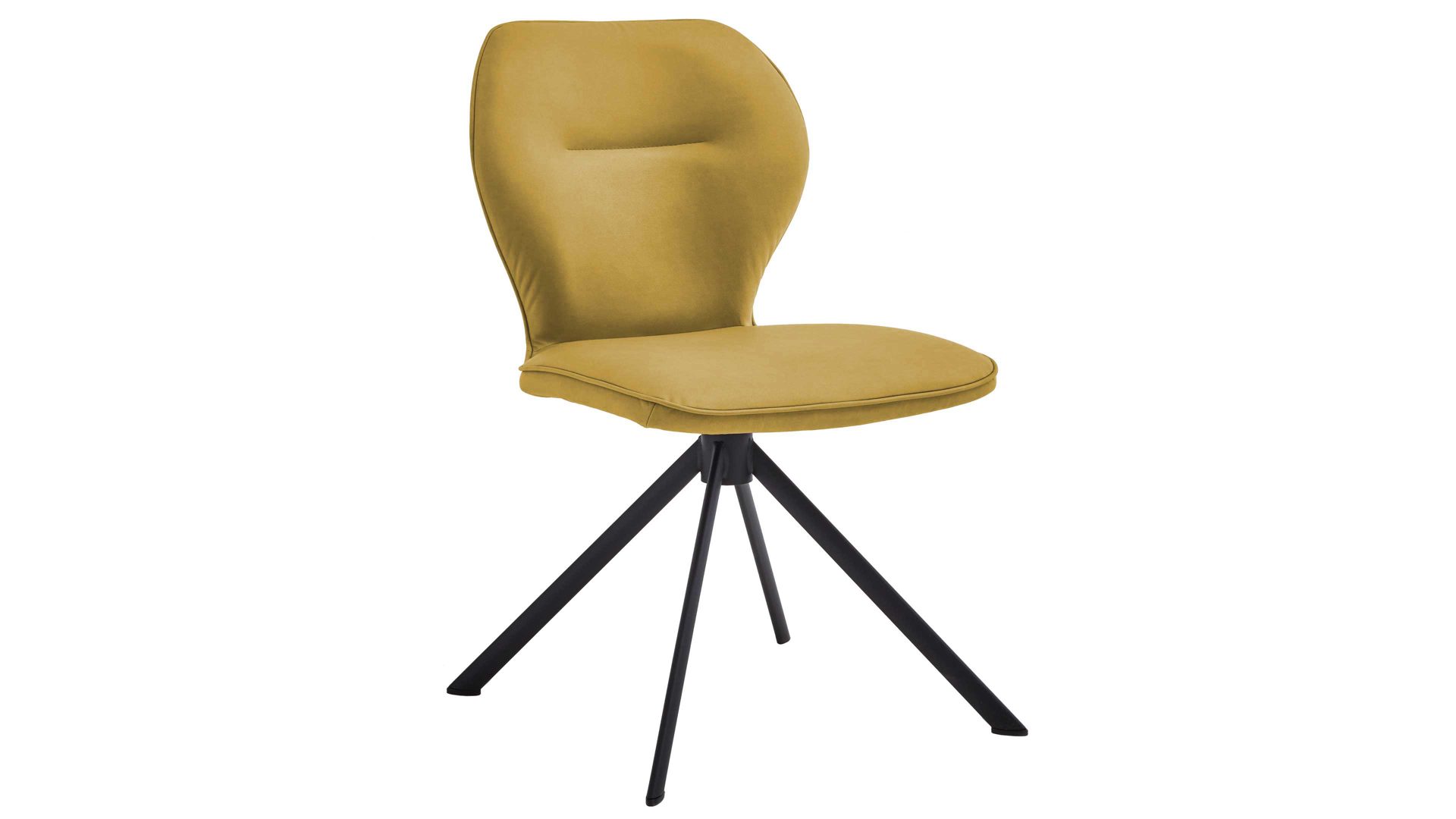 Vierfußstuhl Niehoff sitzmoebel aus Stoff in Gelb NIEHOFF SITZMÖBEL Cloudy - Esszimmerstuhl curcumafarbene Mikrofaser Gavin & schwarzes Metallgestell
