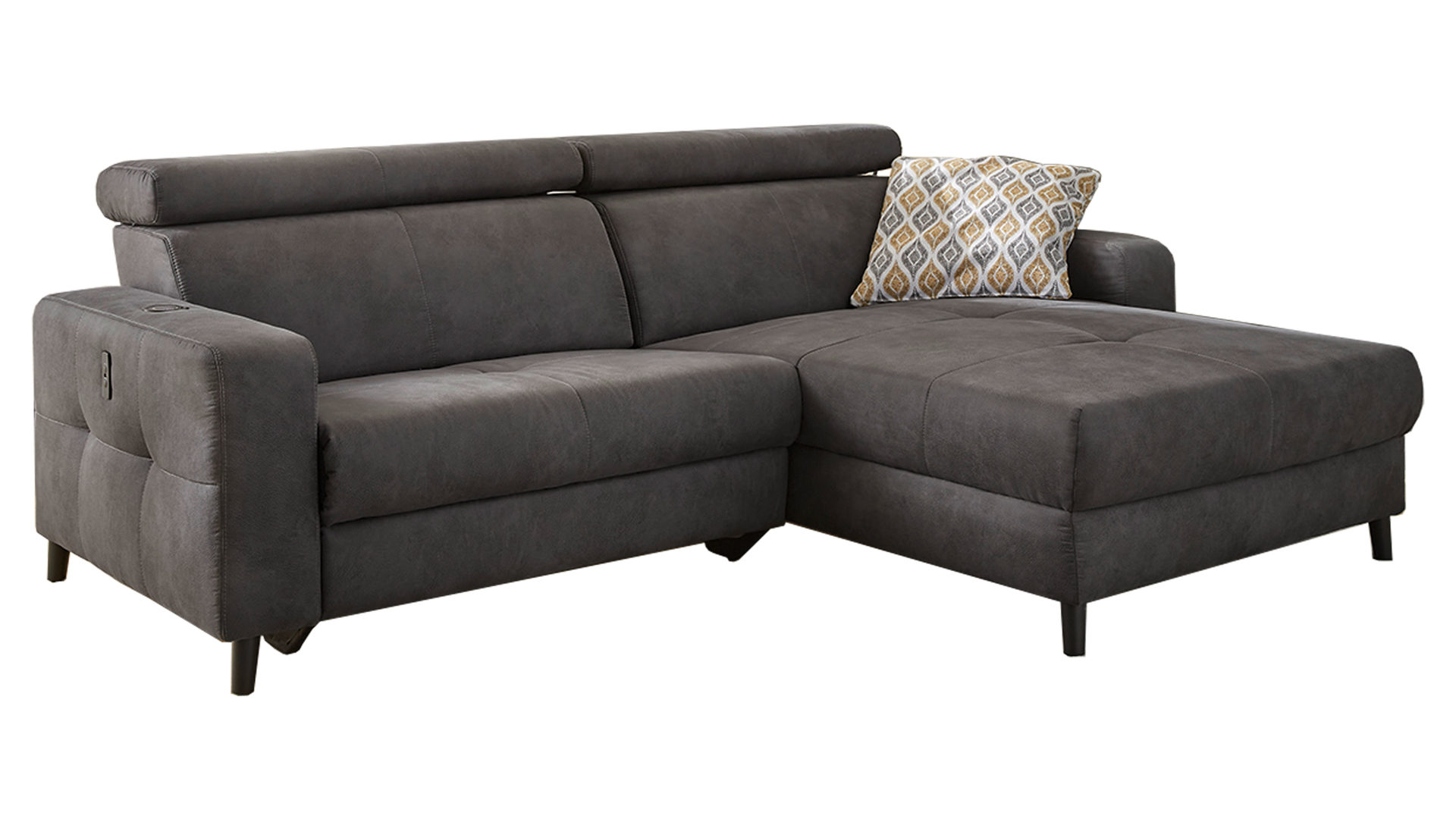 Ecksofa Job aus Stoff in Dunkelgrau Funktions-Ecksofa Doppio dunkelgraue Mikrofaser 415.09 – Stellfläche ca. 247 x 186 cm