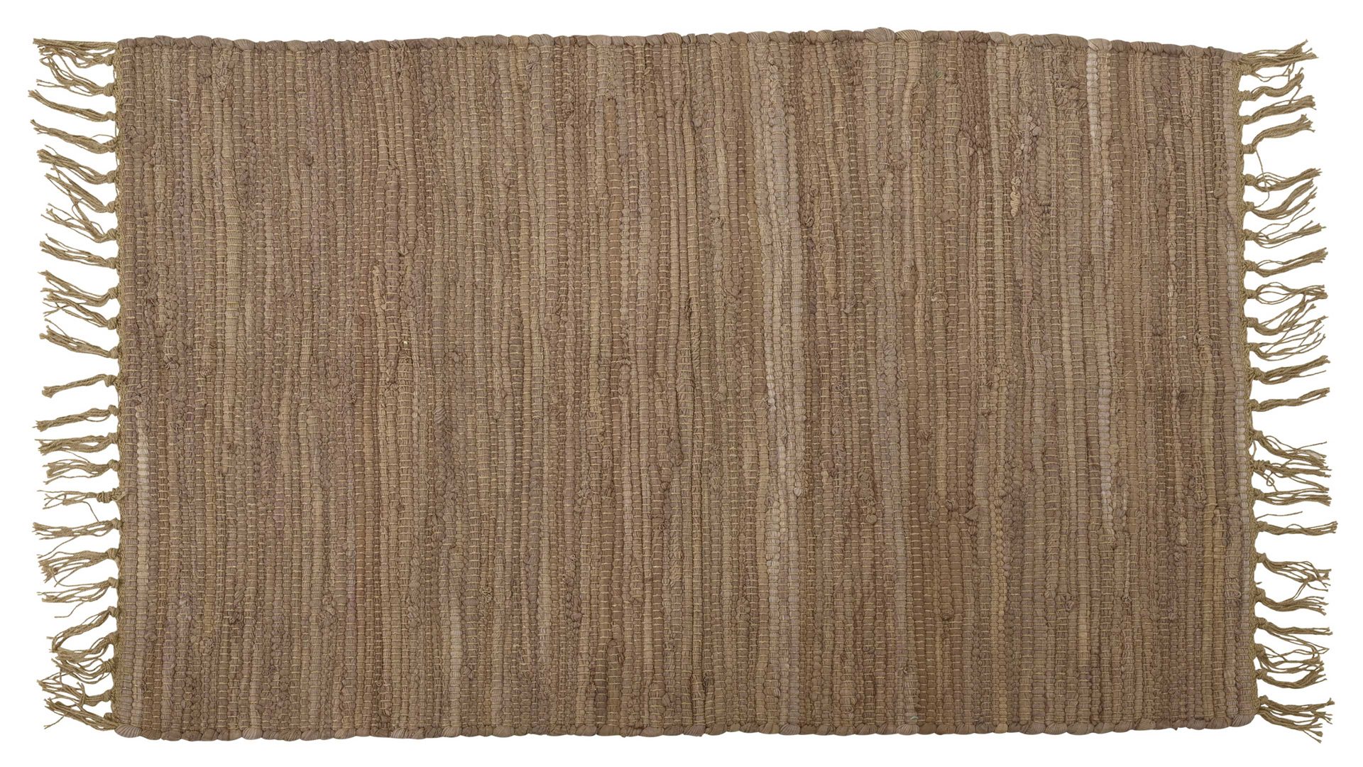 Naturteppich Kaemingk aus Naturfaser in Braun Fransen-Teppich kamelfarbene Baumwolle - ca. 91 x 60 cm
